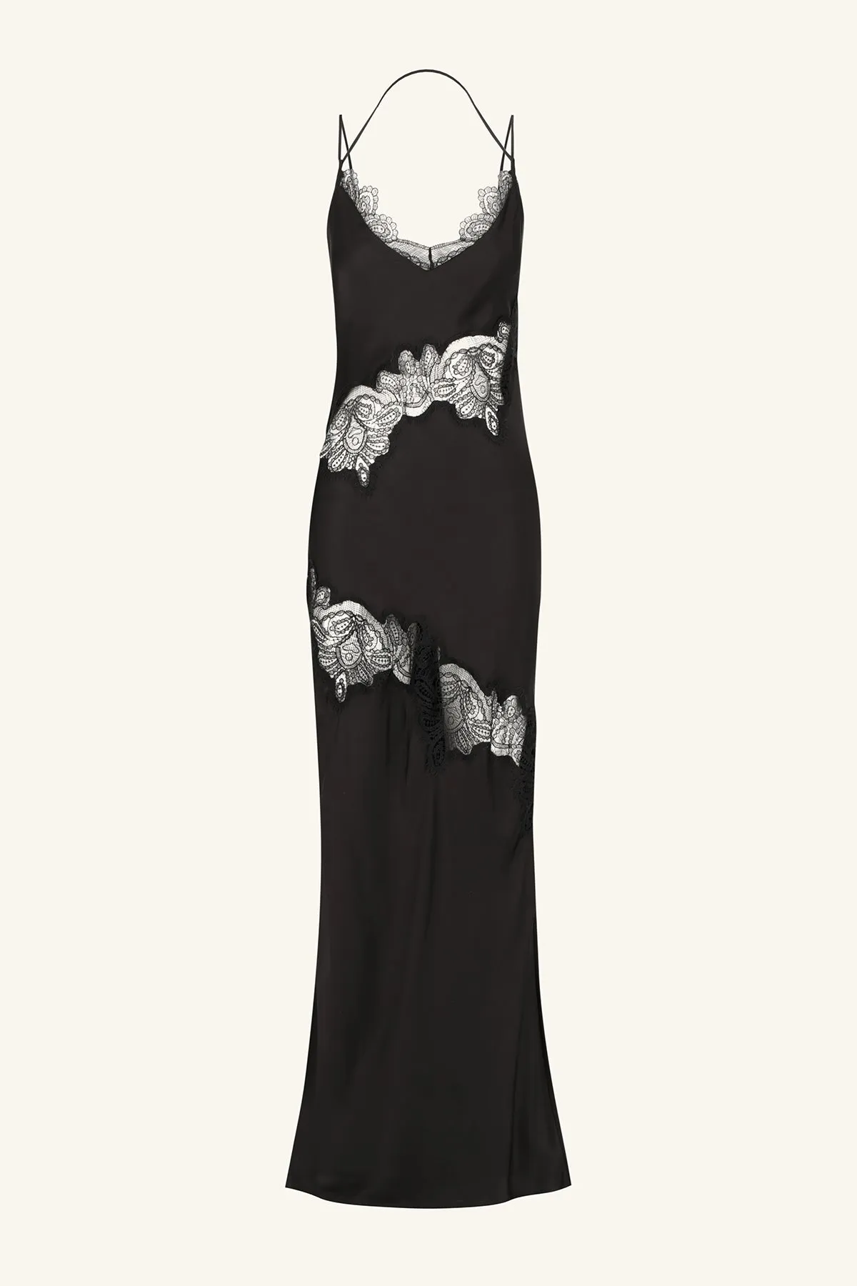 JAMILA LACE PANELLED MAXI DRESS - BLACK