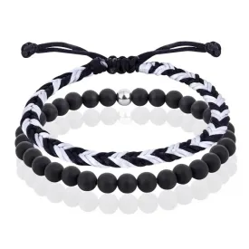 JSJOY Black Beaded Bracelets for Men Boys Bracelet