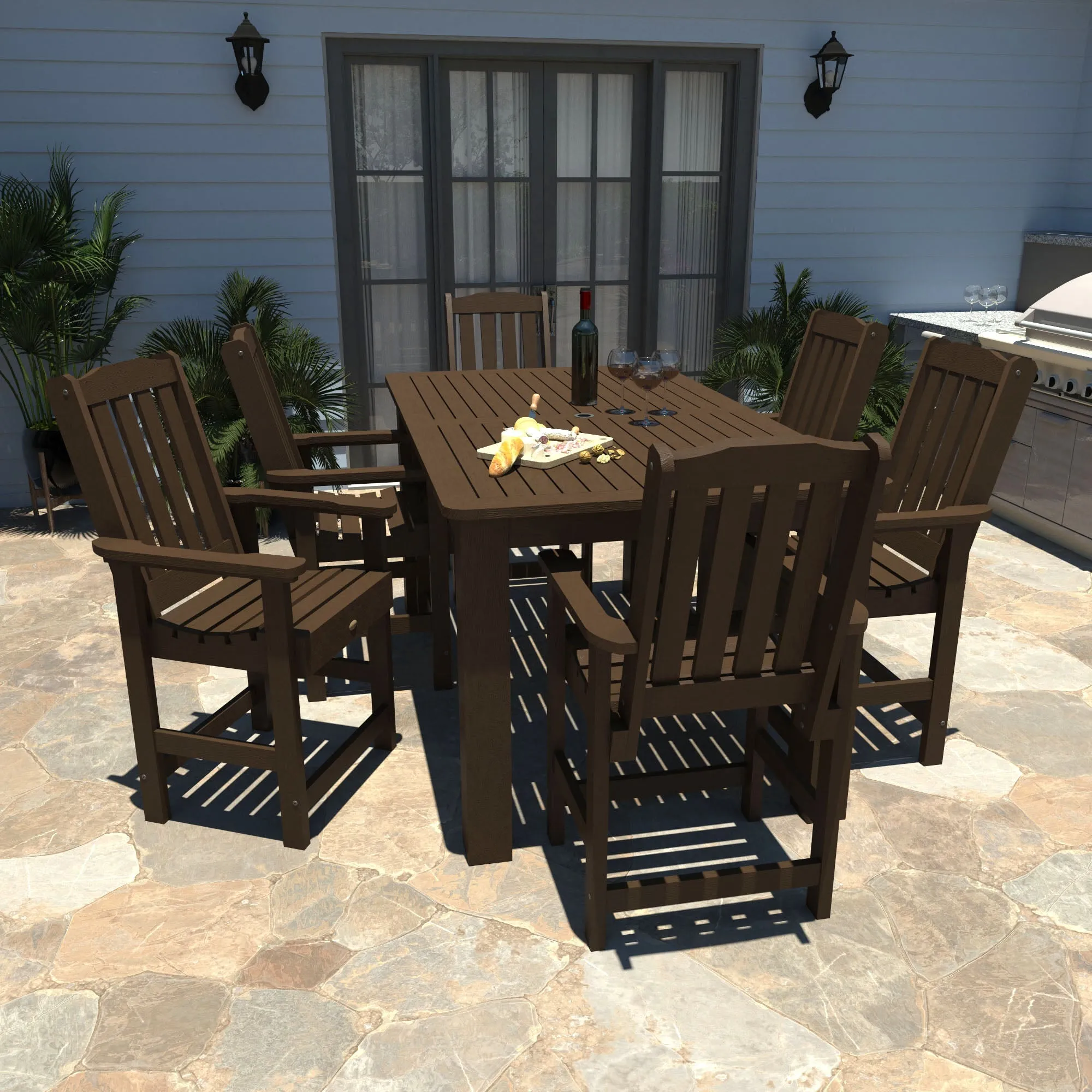 Lehigh 7pc Rectangular Outdoor Dining Set 42in x 72in - Counter Height