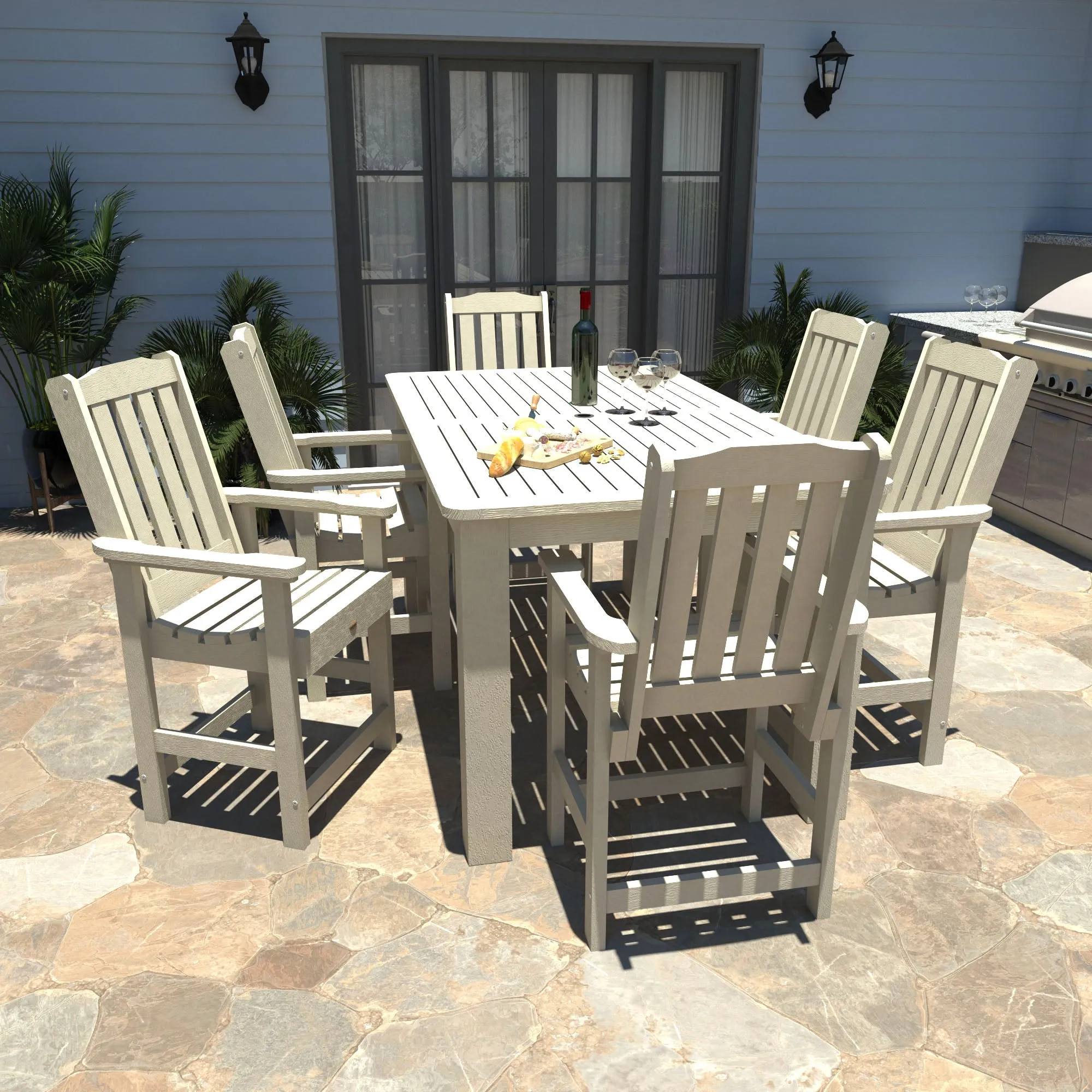 Lehigh 7pc Rectangular Outdoor Dining Set 42in x 72in - Counter Height