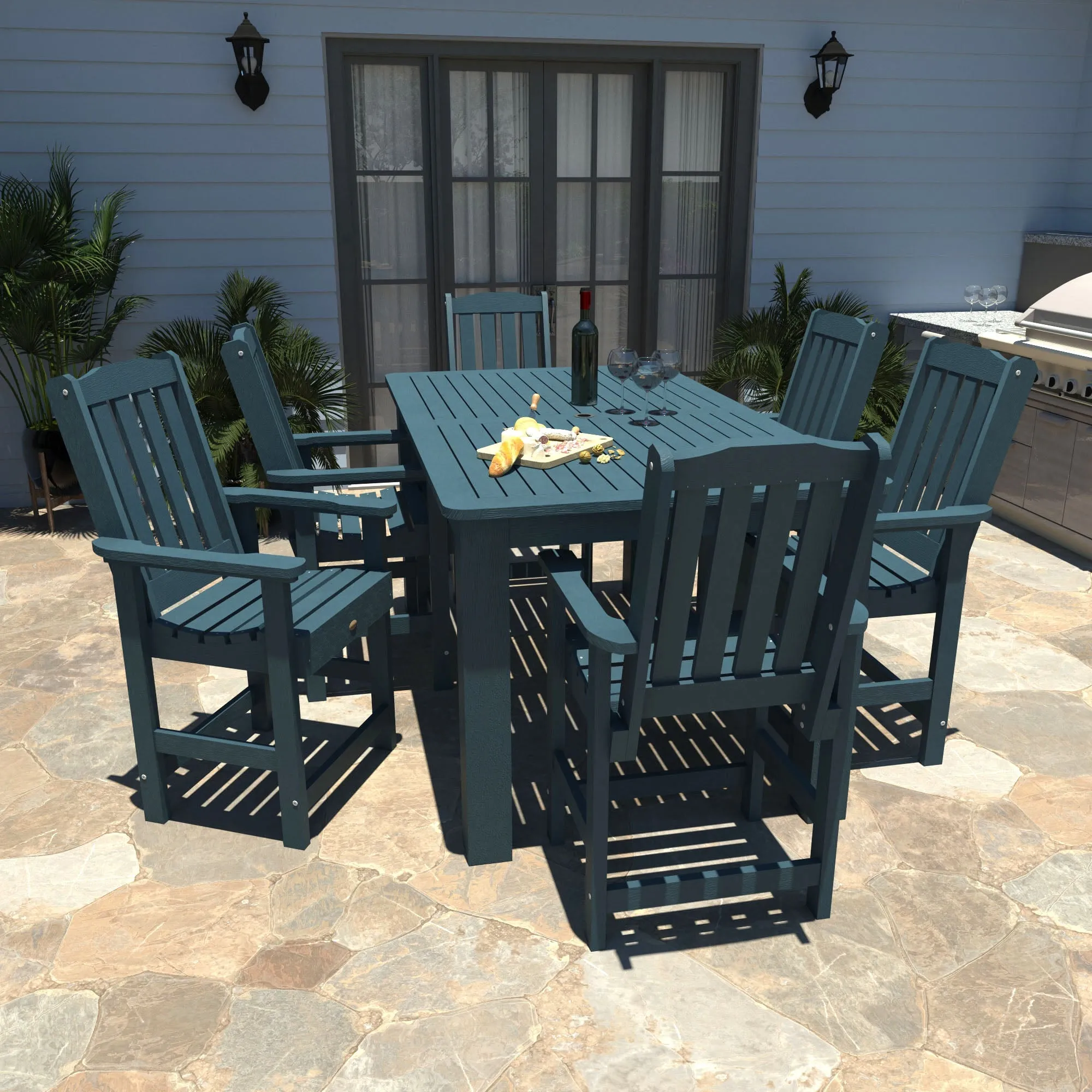 Lehigh 7pc Rectangular Outdoor Dining Set 42in x 72in - Counter Height