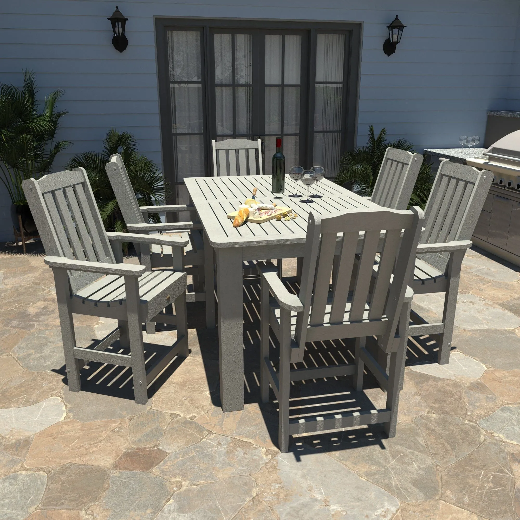 Lehigh 7pc Rectangular Outdoor Dining Set 42in x 72in - Counter Height