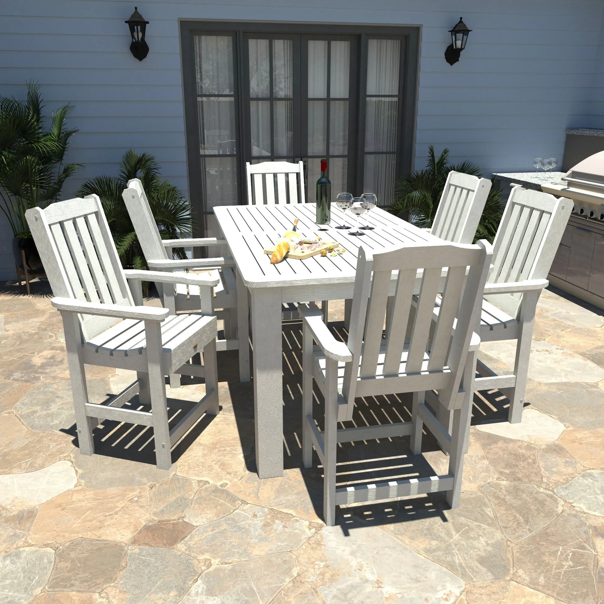 Lehigh 7pc Rectangular Outdoor Dining Set 42in x 72in - Counter Height