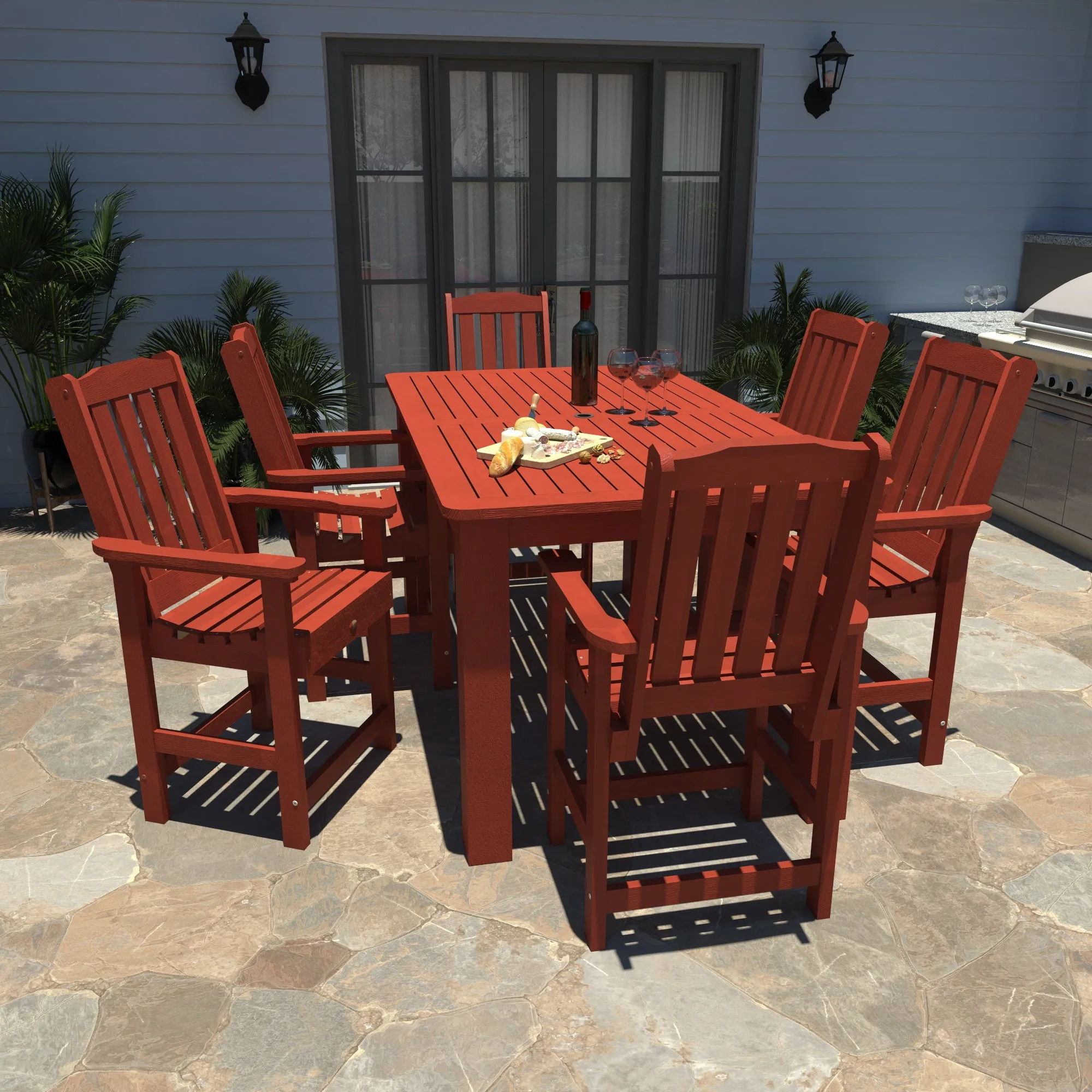 Lehigh 7pc Rectangular Outdoor Dining Set 42in x 72in - Counter Height