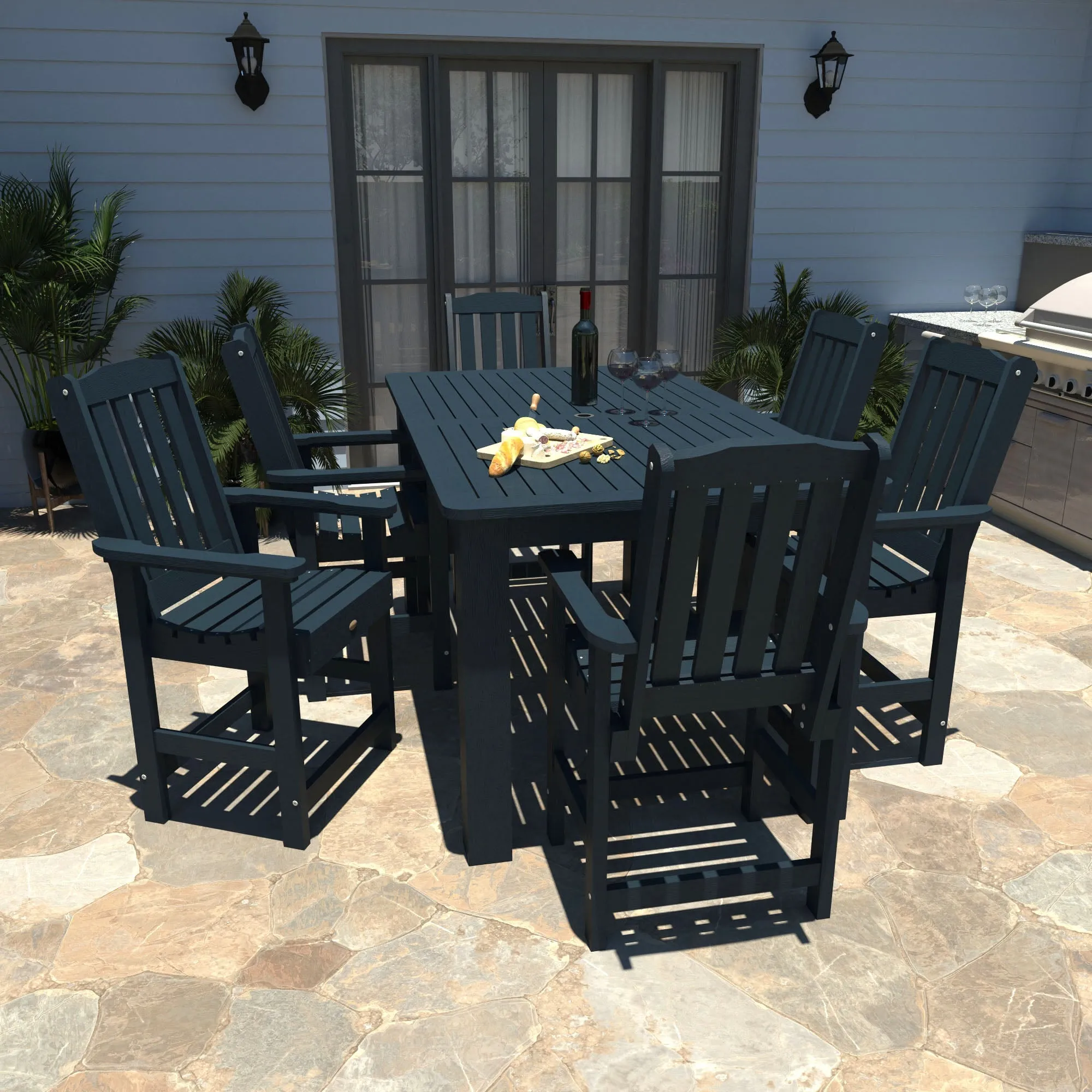 Lehigh 7pc Rectangular Outdoor Dining Set 42in x 72in - Counter Height