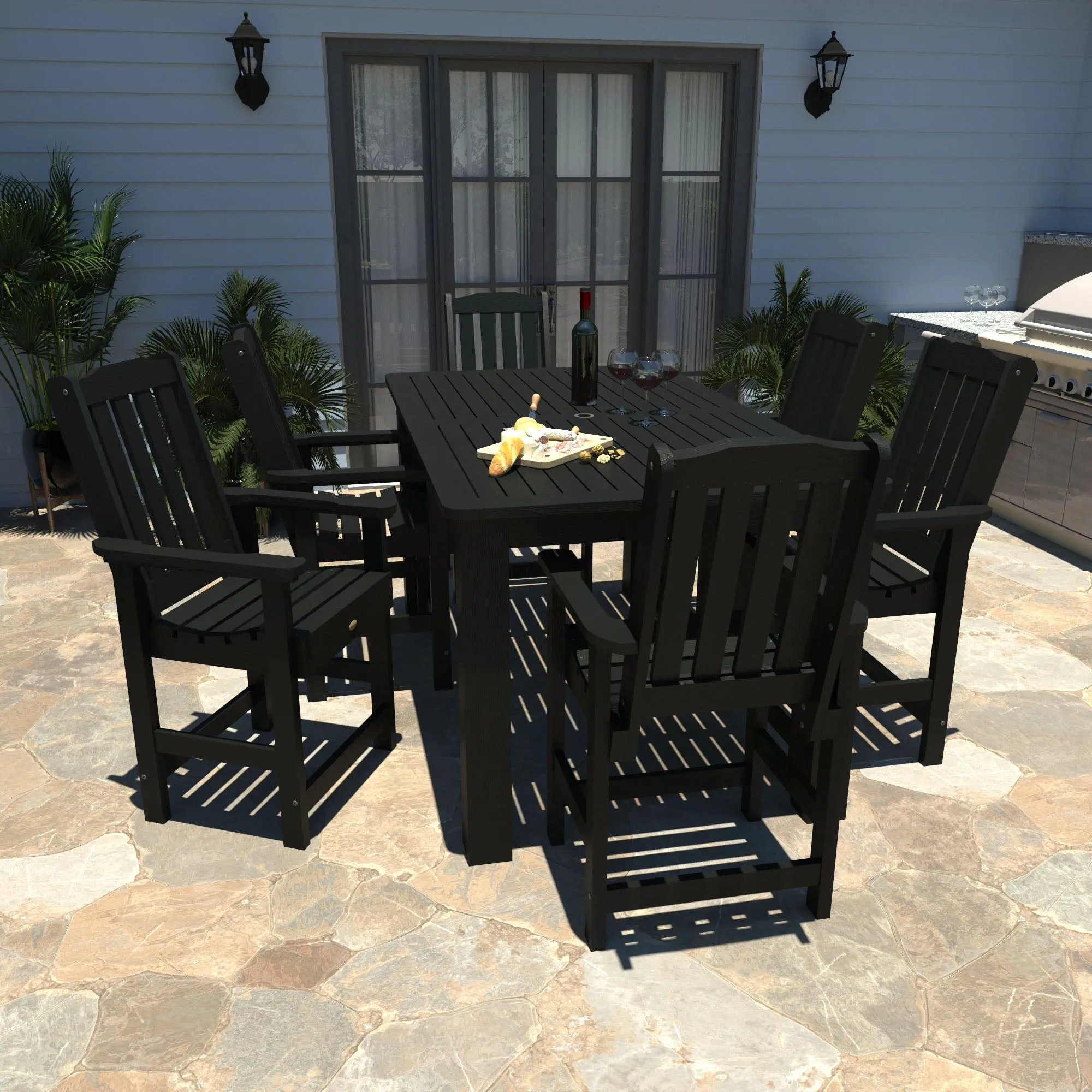 Lehigh 7pc Rectangular Outdoor Dining Set 42in x 72in - Counter Height