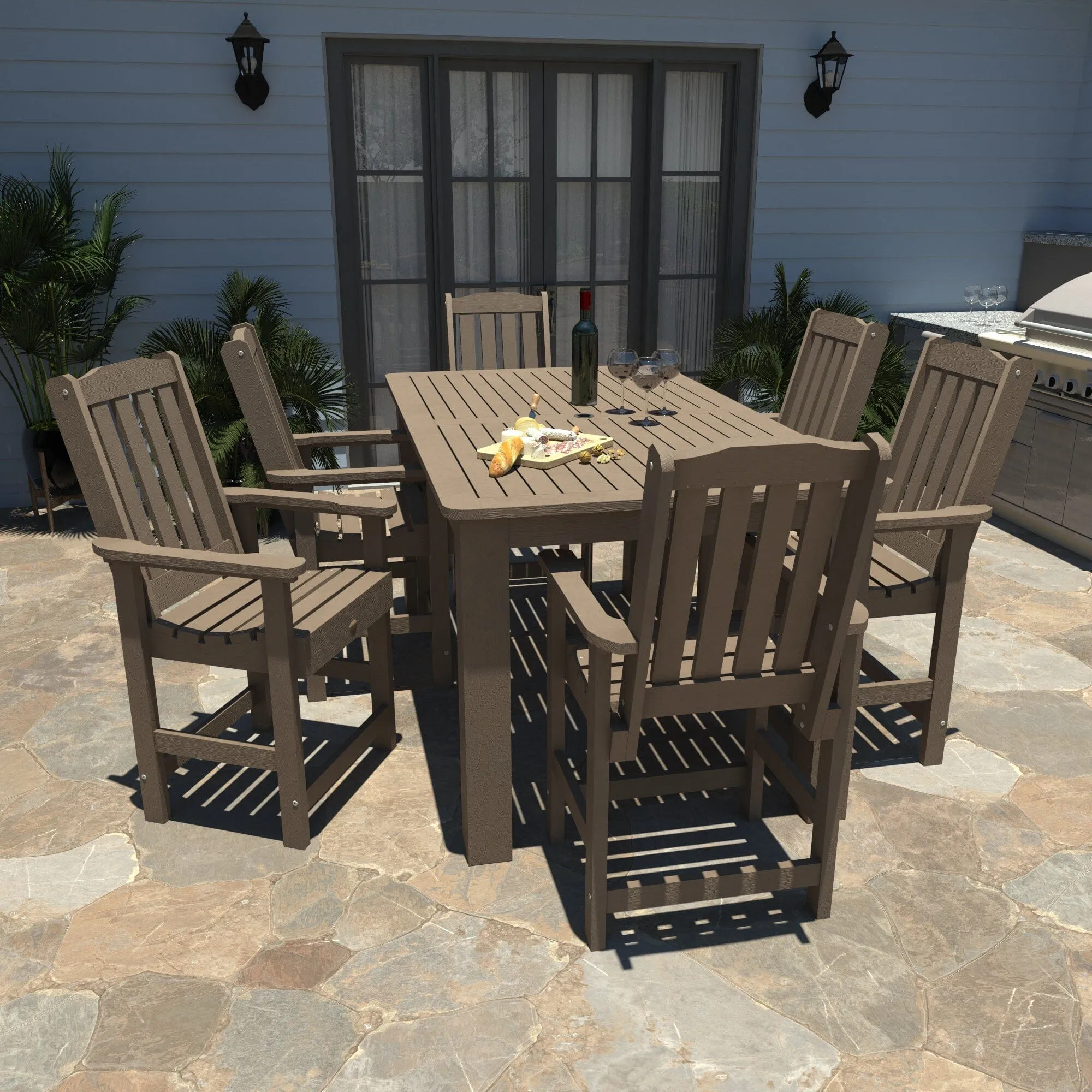 Lehigh 7pc Rectangular Outdoor Dining Set 42in x 72in - Counter Height