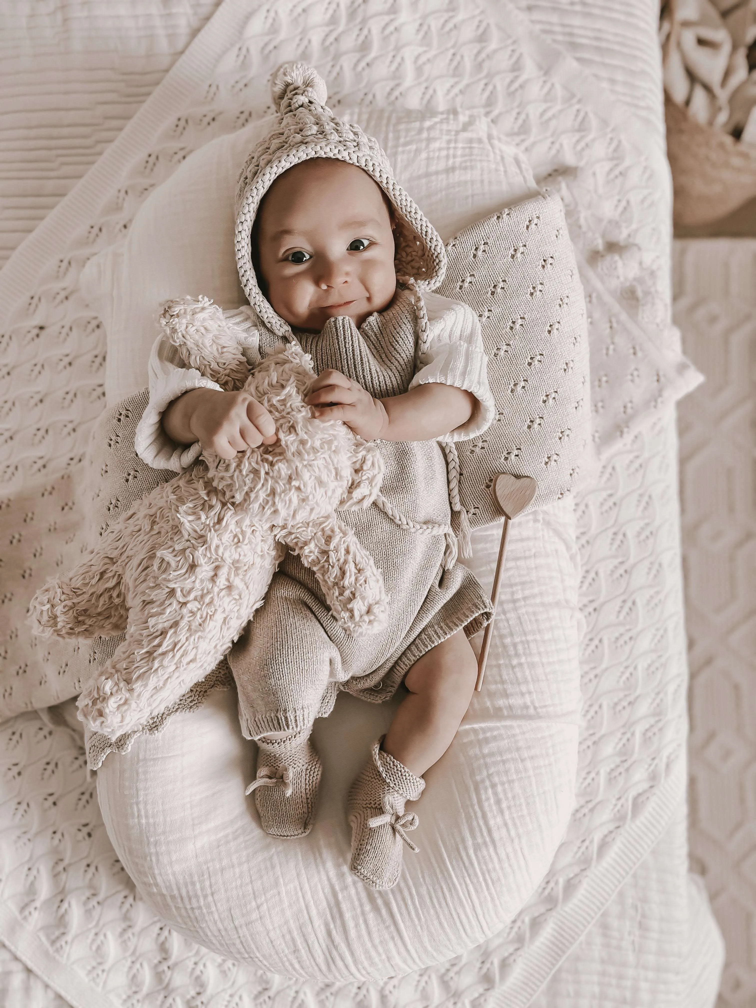 Luna   Luca Rib Detail Short Romper | Heather Beige