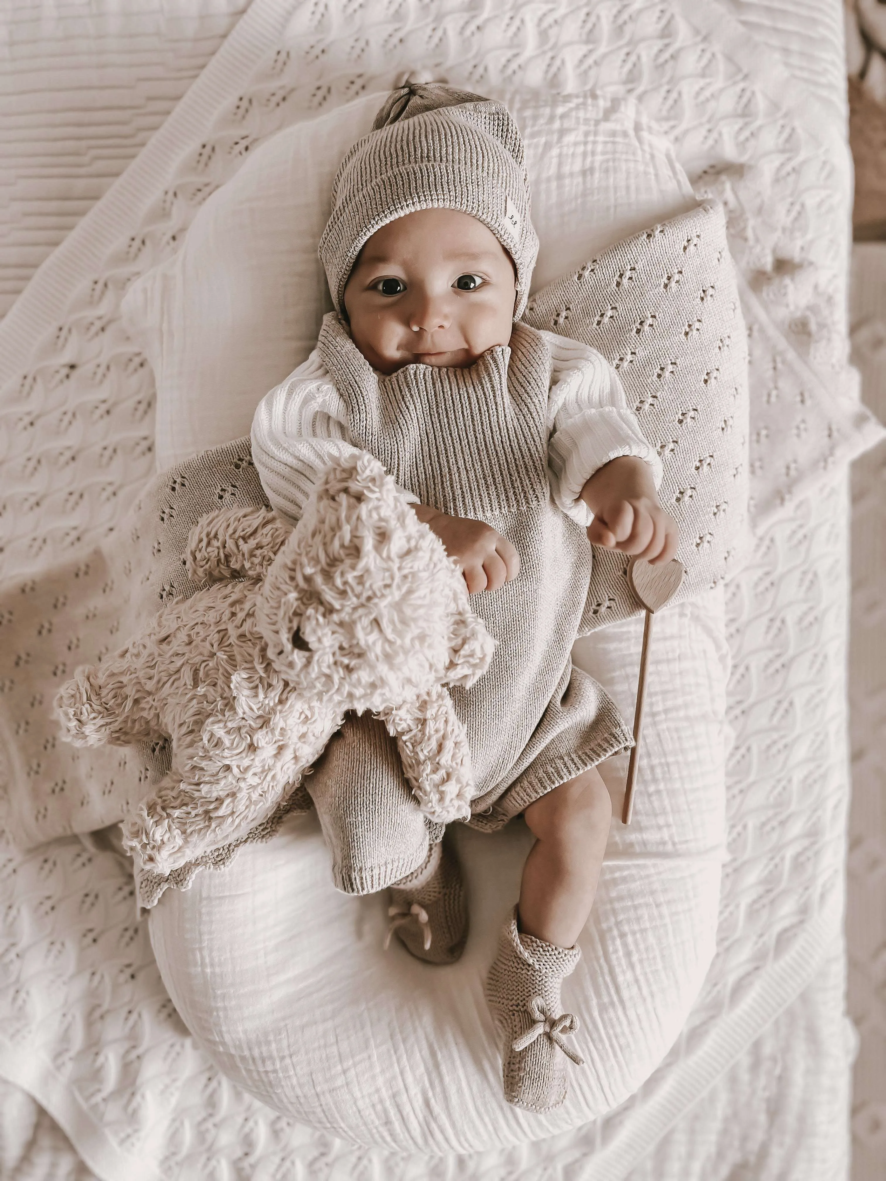 Luna   Luca Rib Detail Short Romper | Heather Beige