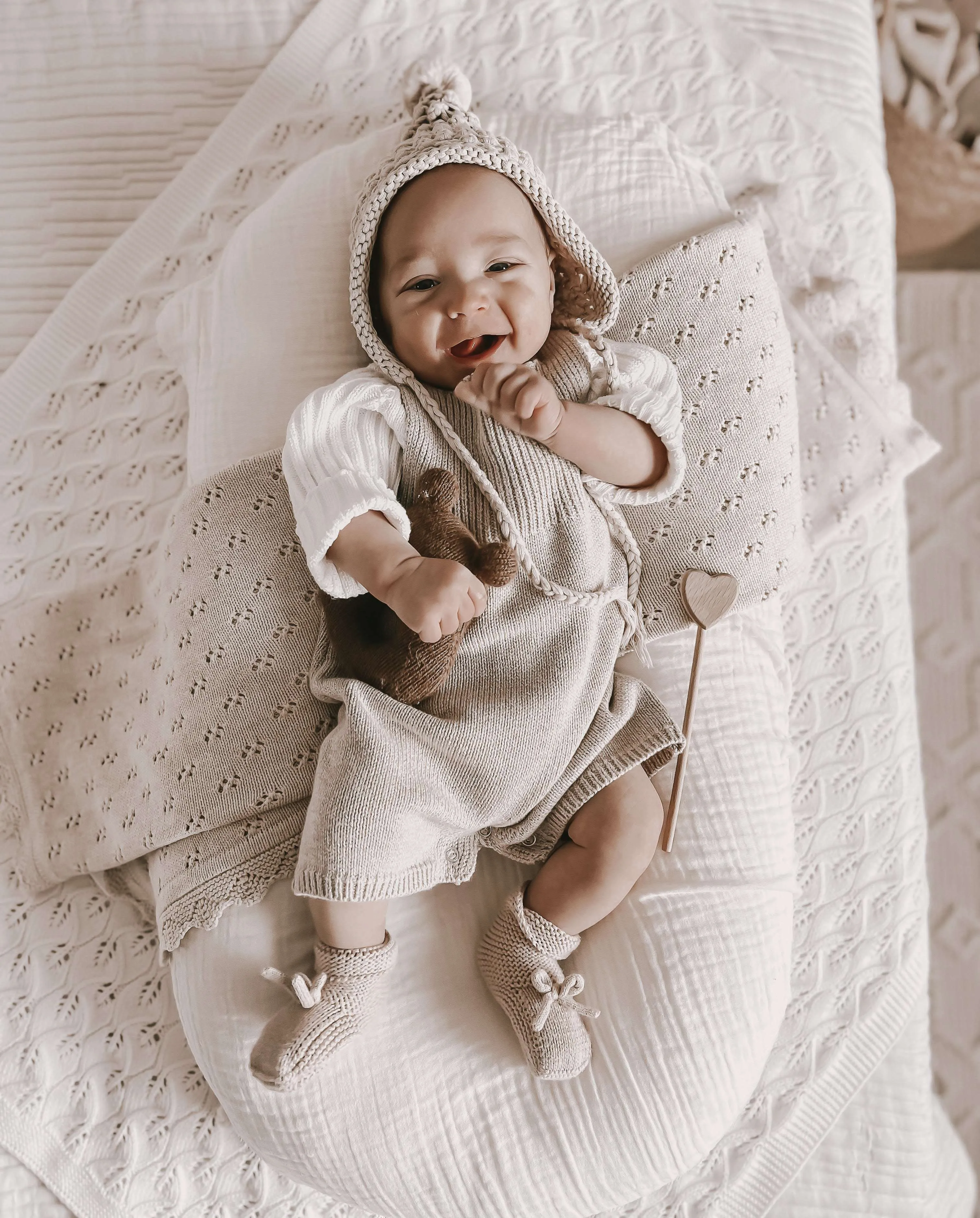 Luna   Luca Rib Detail Short Romper | Heather Beige