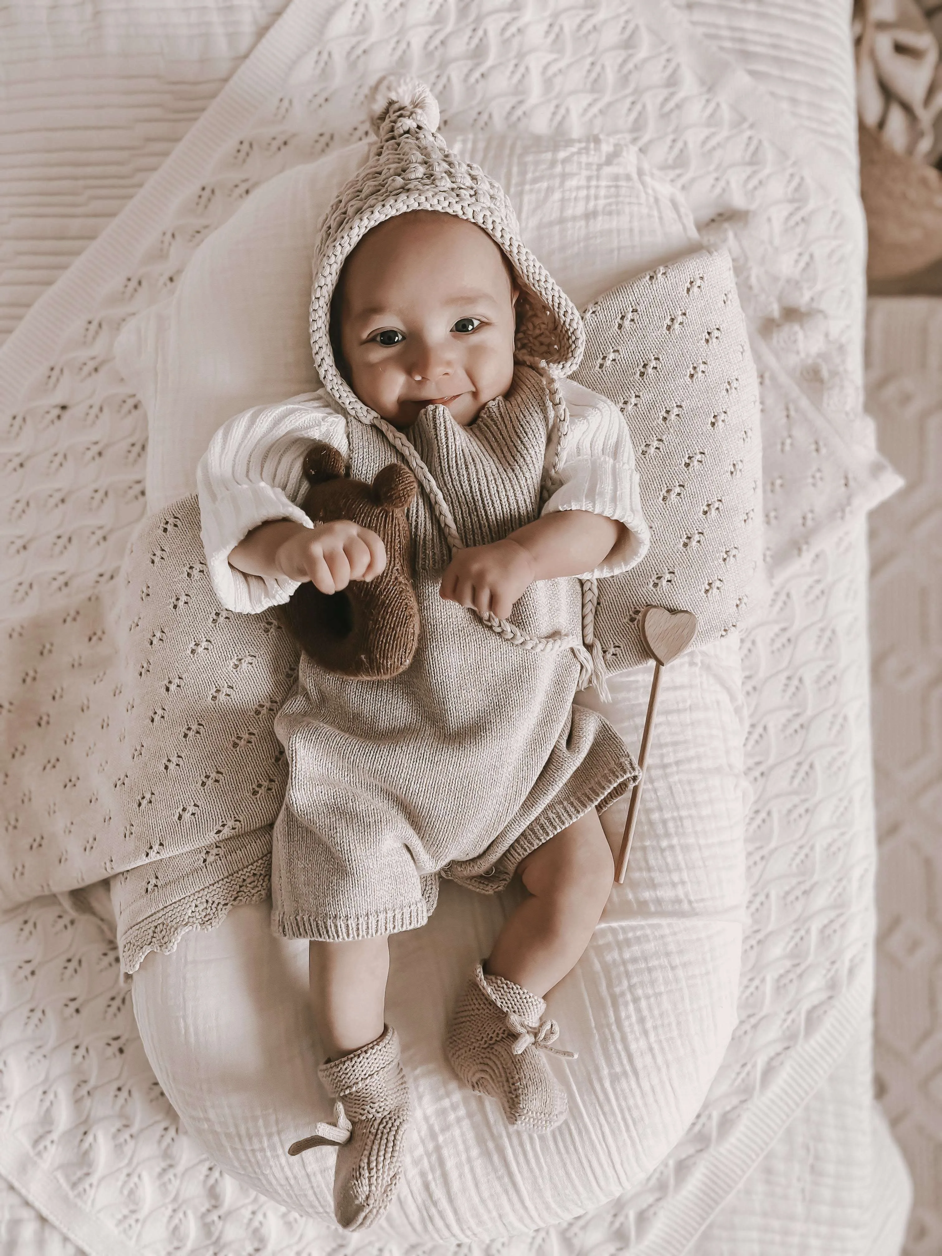 Luna   Luca Rib Detail Short Romper | Heather Beige