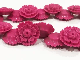 Magenta Pink Plastic Flower Stones (26 mm)