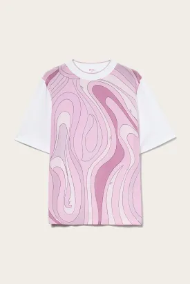 Certainly! To optimize the title of the Marmo-Print T-Shirt for an e-commerce setting, we can add descriptive modifiers that highlight key features of the product. Heres a suggestion:

Mens Premium Cotton T-Shirt with Marble Print Design - Stylish and Comfortable