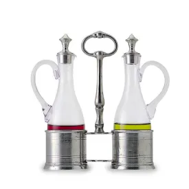 Match Oil & Vinegar Set W/Pewter Tops
