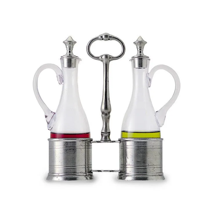 Match Oil & Vinegar Set W/Pewter Tops