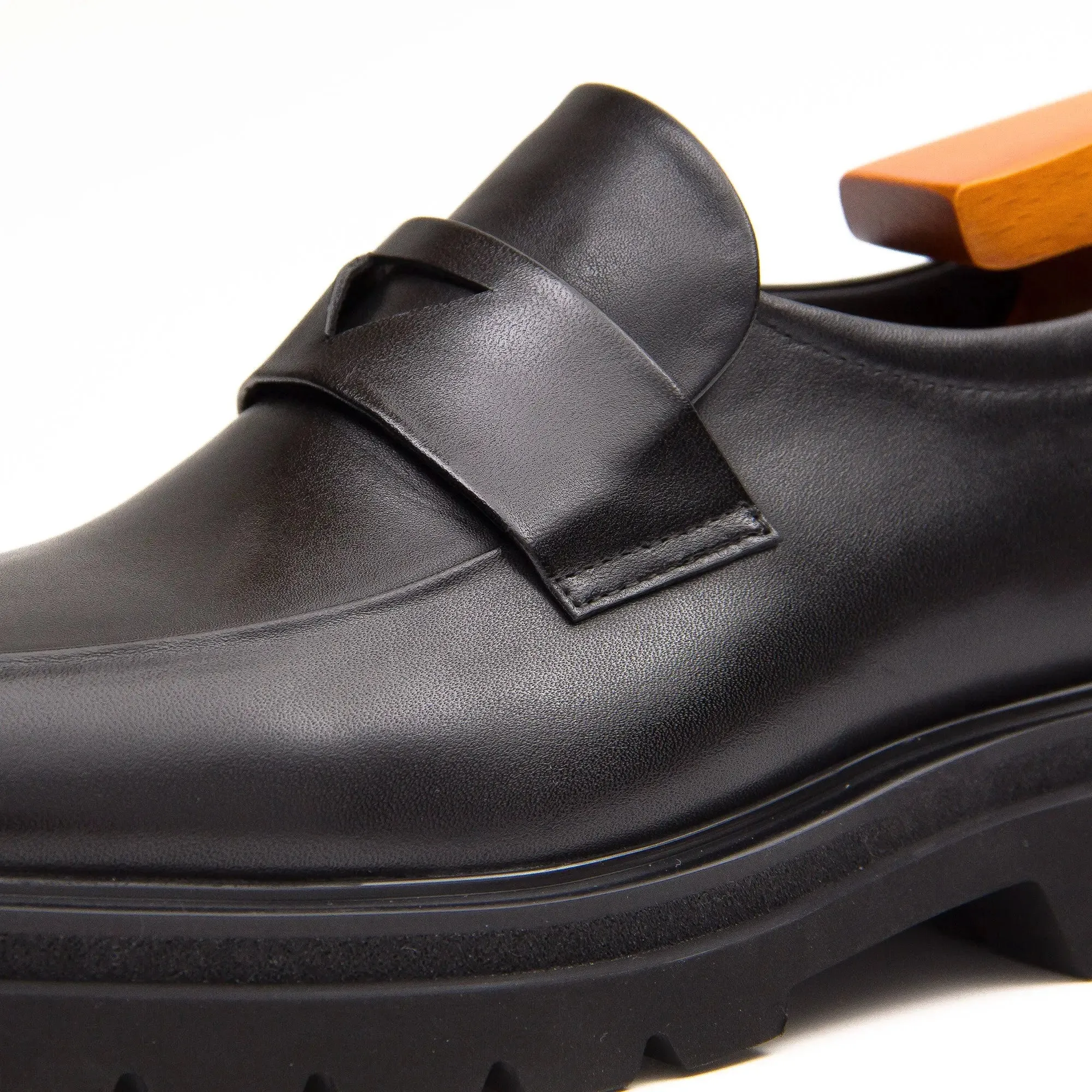 Men's Formal Horsehide Square Loafers D96138