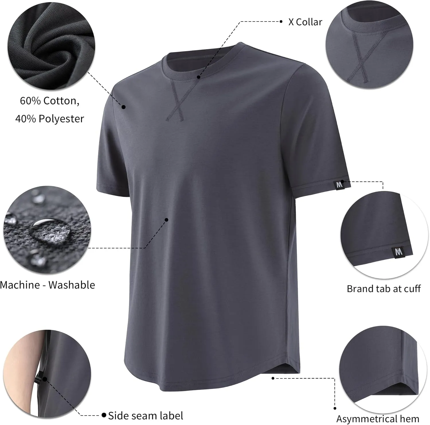 Men's True Classic Tees 3-Pack Short Sleeve Crew Neck Solid Color Casual T-Shirts - Ideal for Gym, Work & Daily Life
