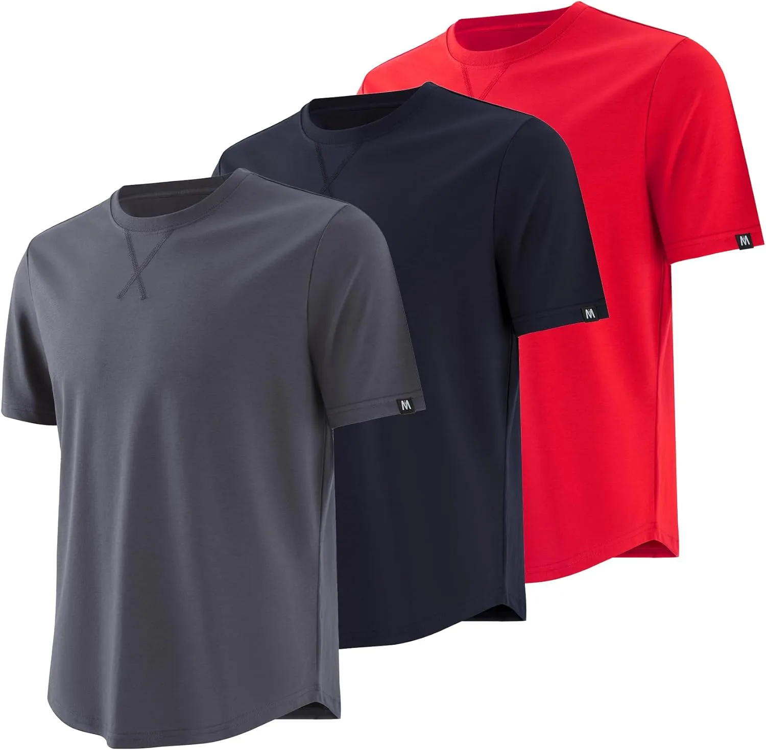 Men's True Classic Tees 3-Pack Short Sleeve Crew Neck Solid Color Casual T-Shirts - Ideal for Gym, Work & Daily Life