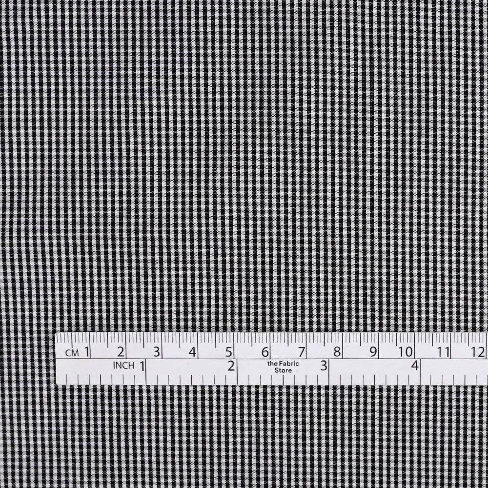Micro Gingham Cotton Shirting - Black