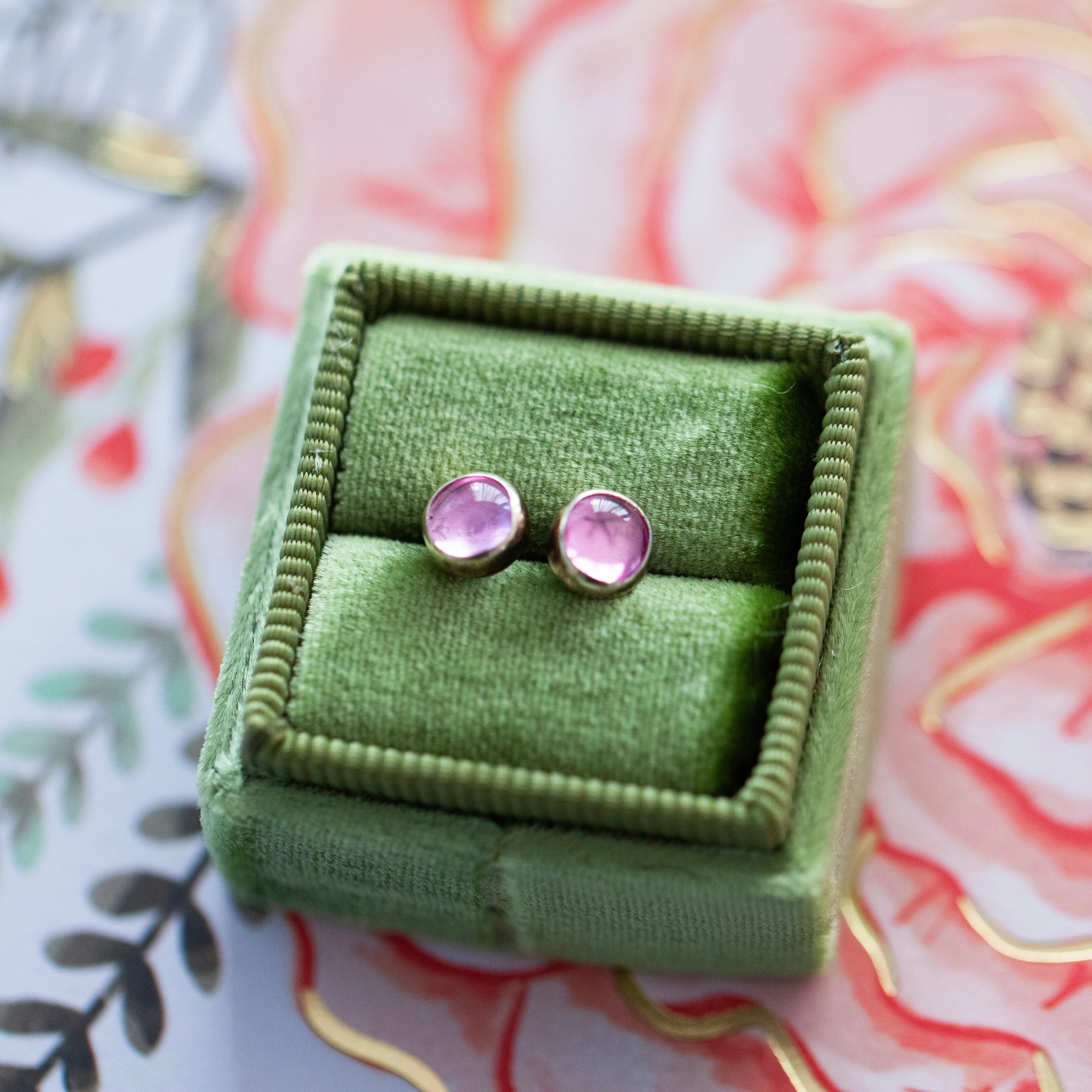 Natural Pink Tourmaline Post Earrings