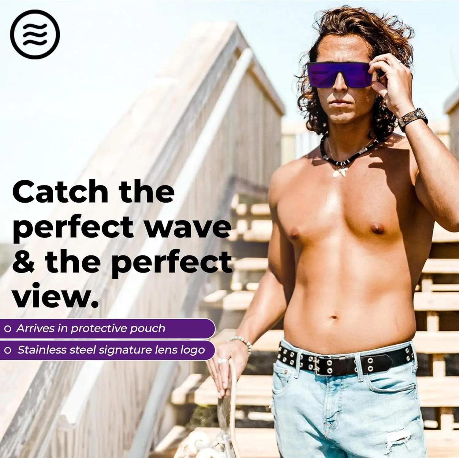 NEVEN Slater UV Frame Sunglasses For Men & Women - TR90 Oversized Polarized Sunglasses for Men - Coastal Sport Boxy Glasses