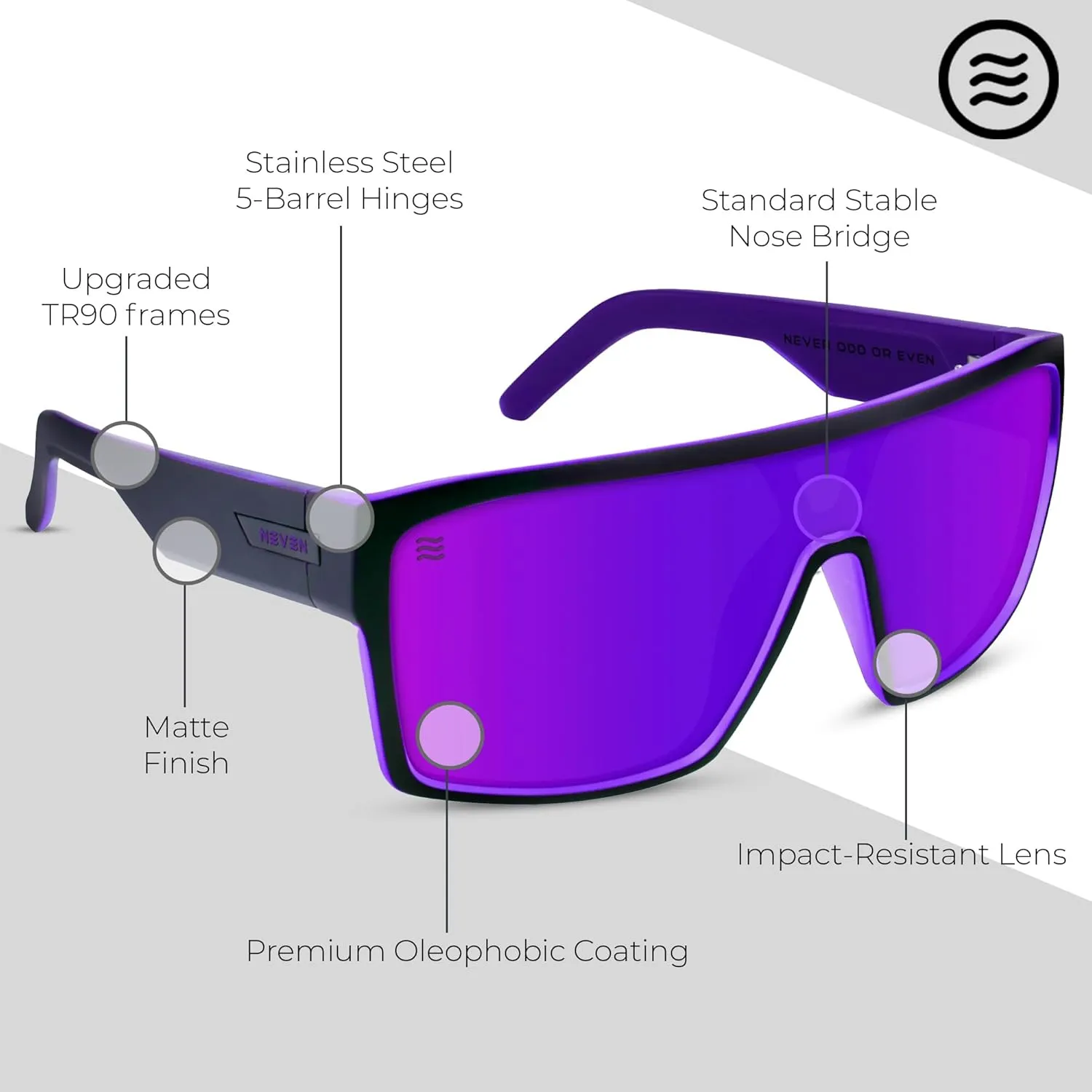 NEVEN Slater UV Frame Sunglasses For Men & Women - TR90 Oversized Polarized Sunglasses for Men - Coastal Sport Boxy Glasses