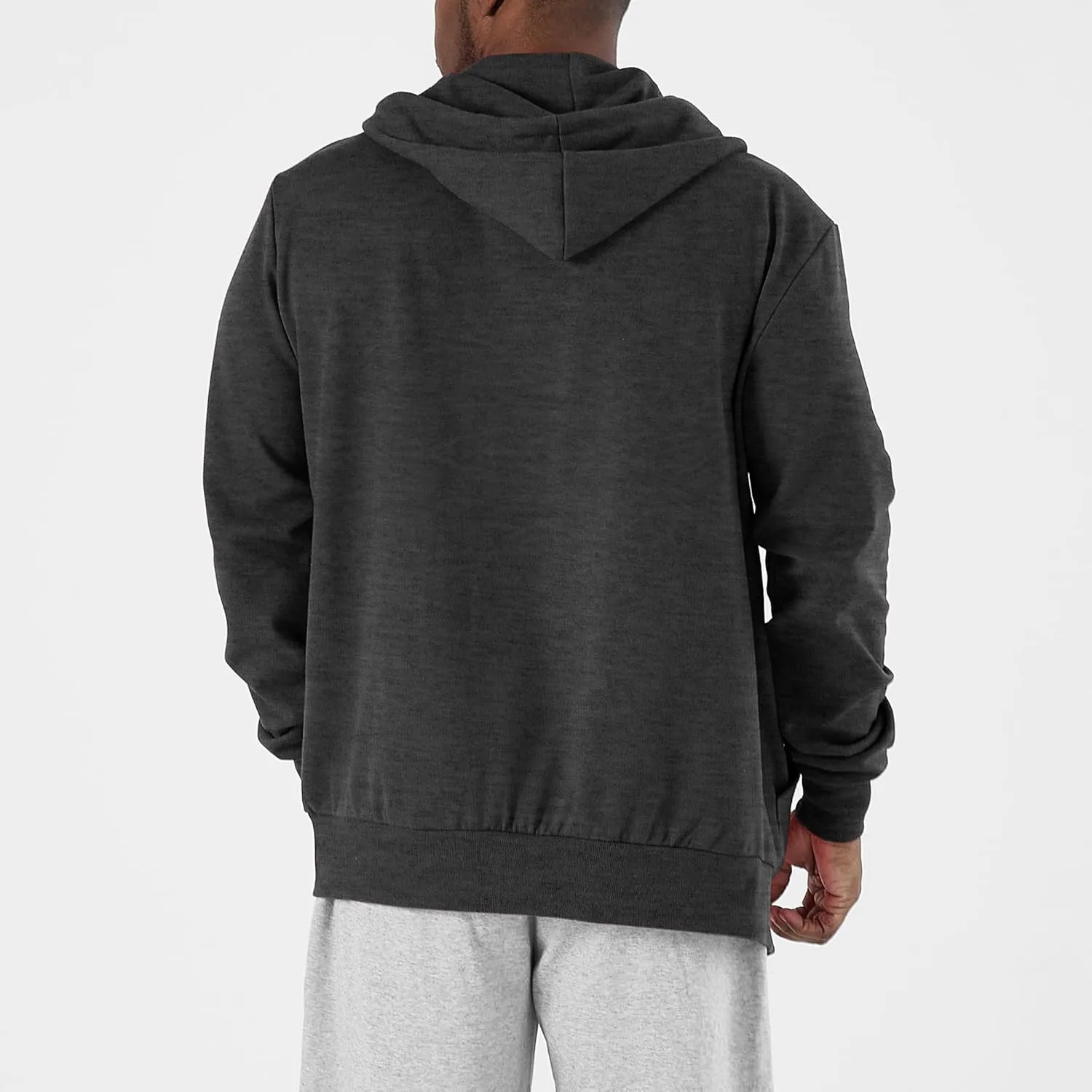 Ohoo Mens Slim Fit Zip Up Hoodies Sweatshirt Lightweight Long Sleeve with Kanga Pocket