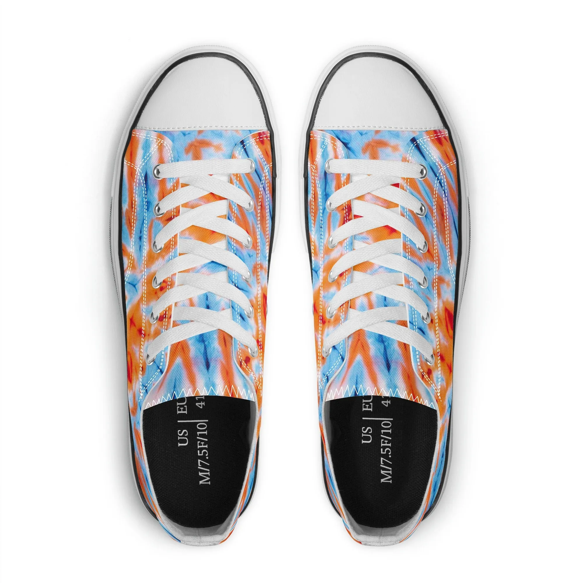 Orange and Blue Tie Dye Pattern - Mens Classic Low Top Canvas Shoes for Footwear Lovers