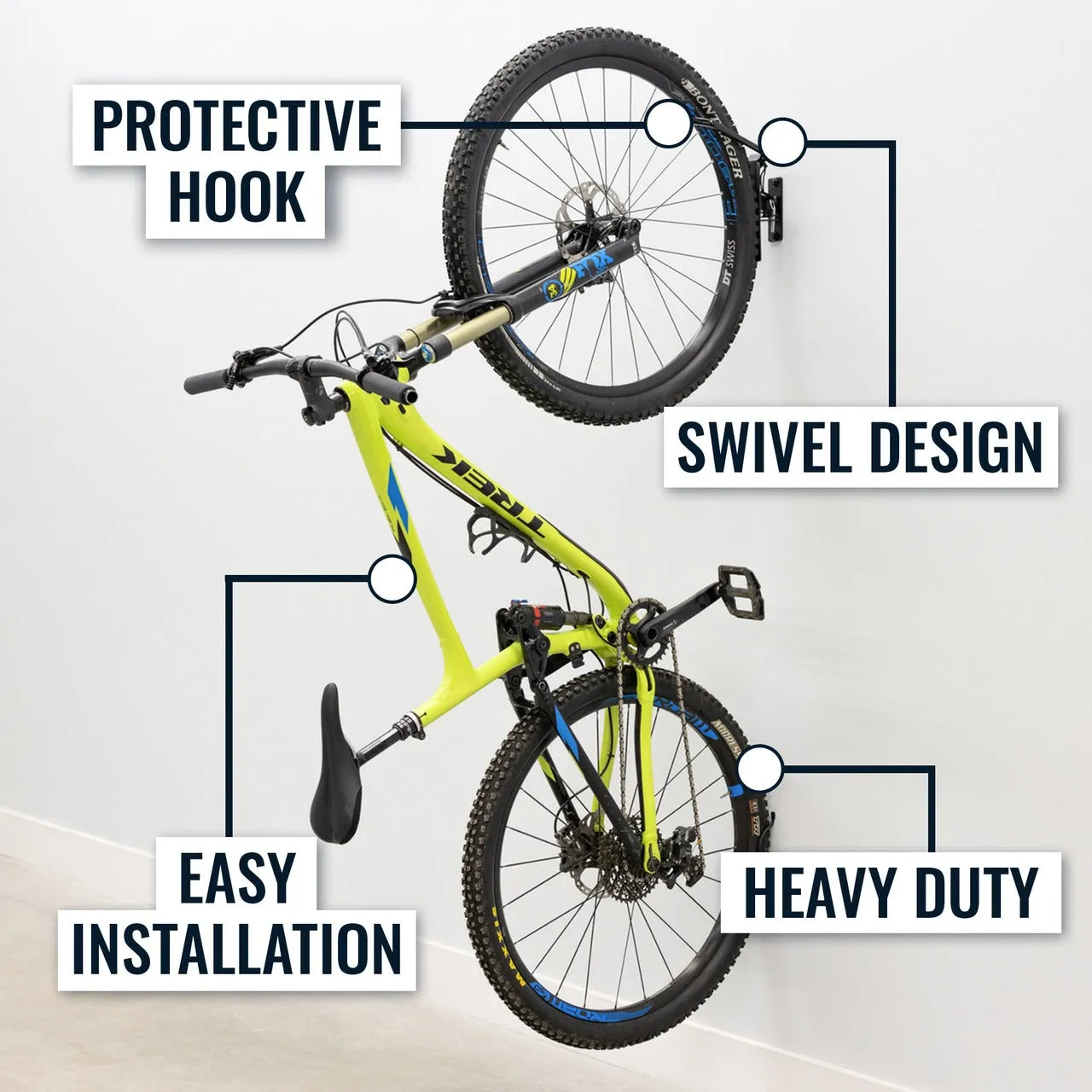 OUTLET | Swivel Mount Bike Storage Rack | 2 Bike Garage Wall Hooks | Deep Water