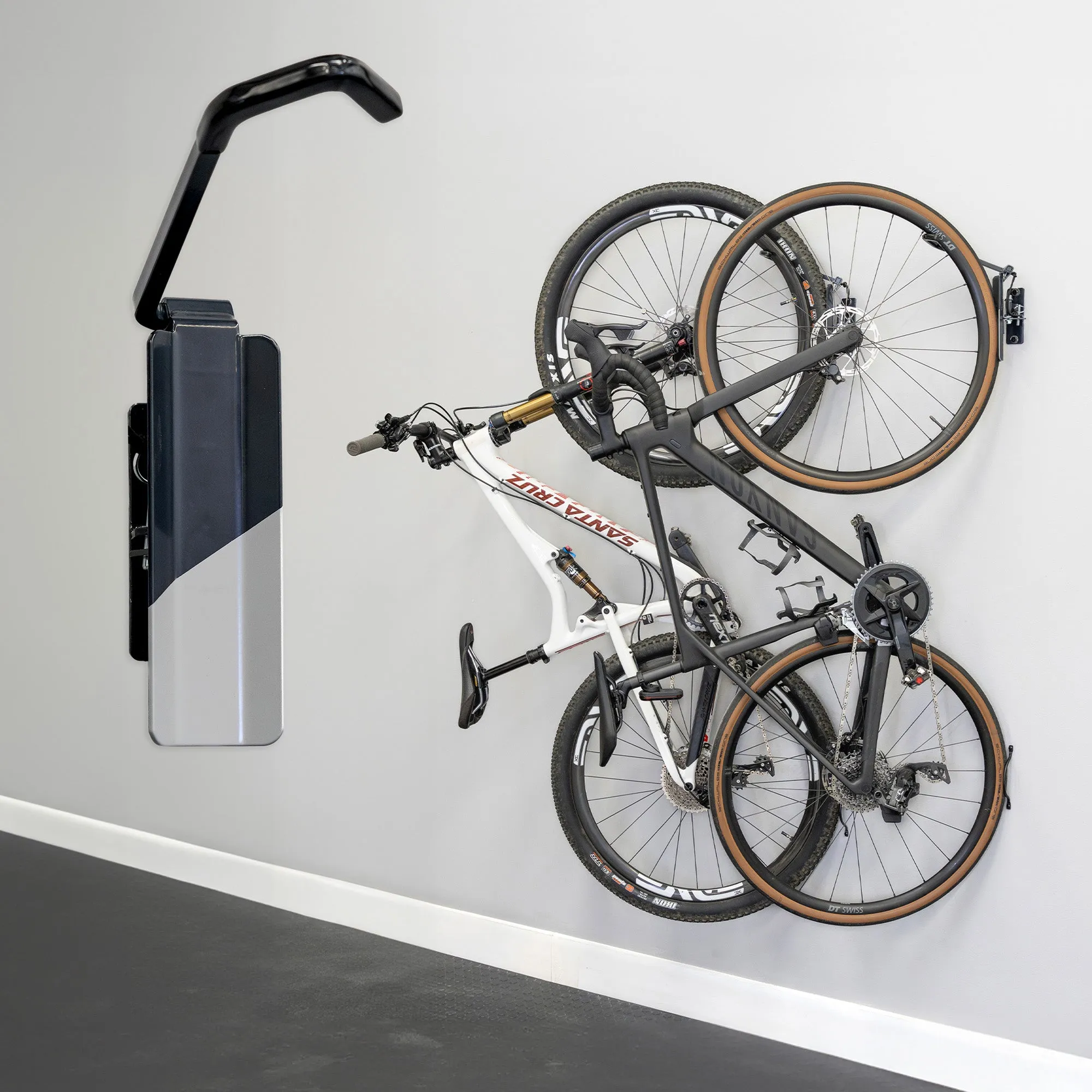 OUTLET | Swivel Mount Bike Storage Rack | 2 Bike Garage Wall Hooks | Deep Water