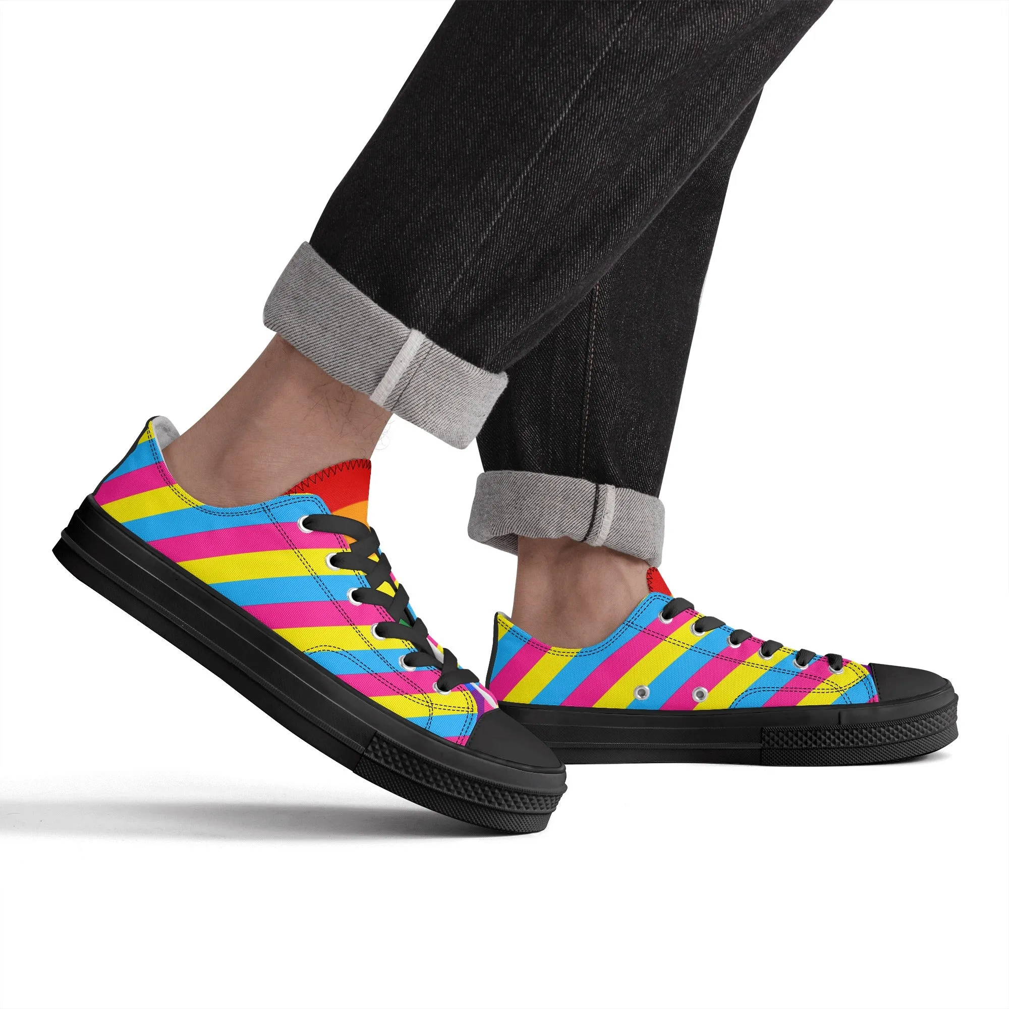 Pansexual Pride Collection - Mens Classic Low Top Canvas Shoes for the LGBTQIA  community