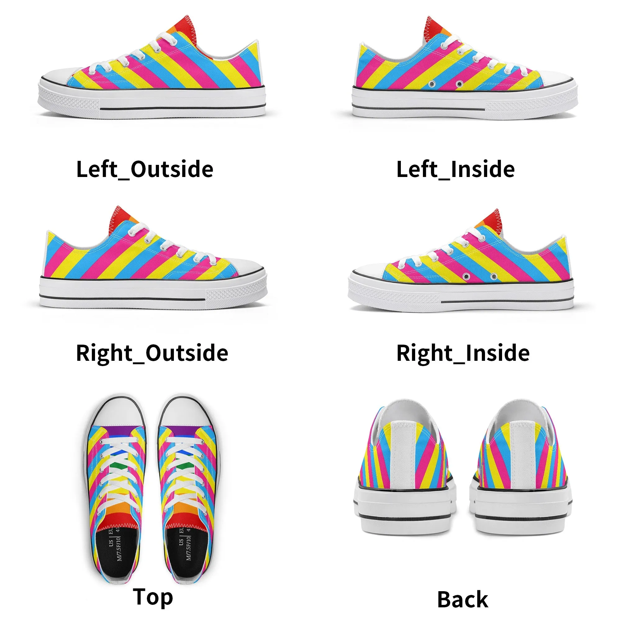 Pansexual Pride Collection - Mens Classic Low Top Canvas Shoes for the LGBTQIA  community