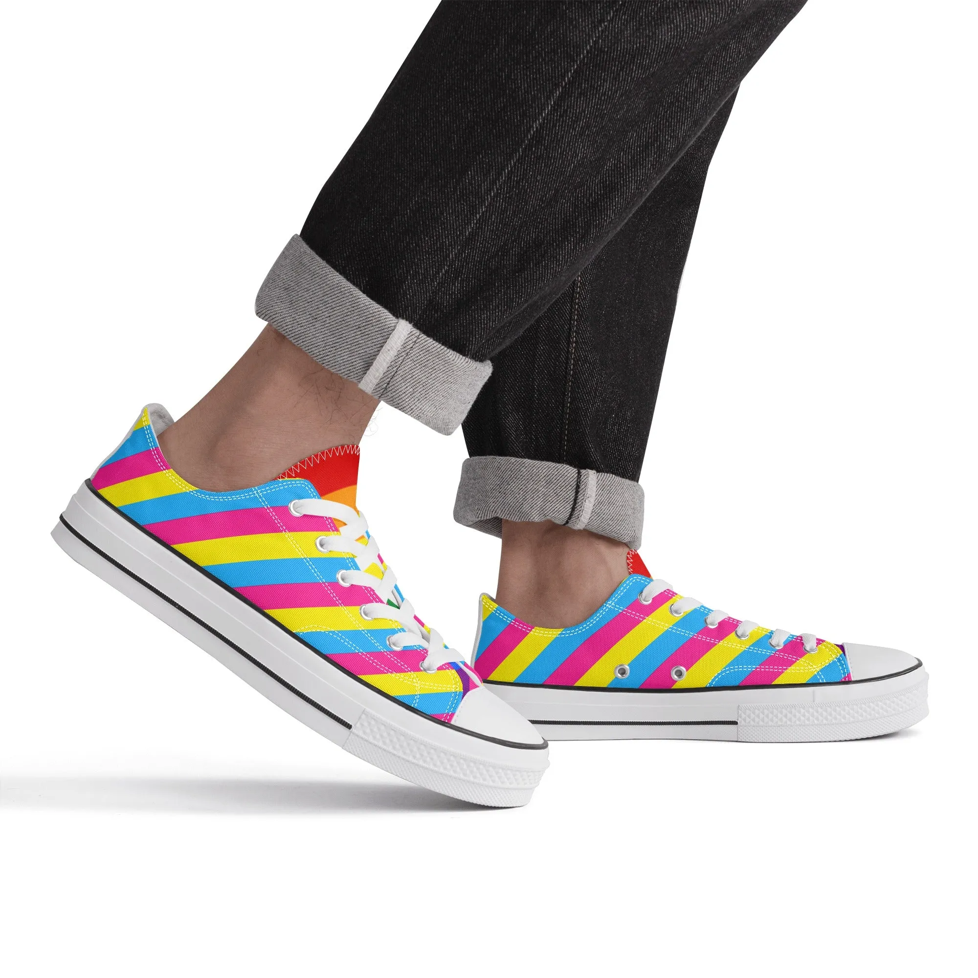 Pansexual Pride Collection - Mens Classic Low Top Canvas Shoes for the LGBTQIA  community