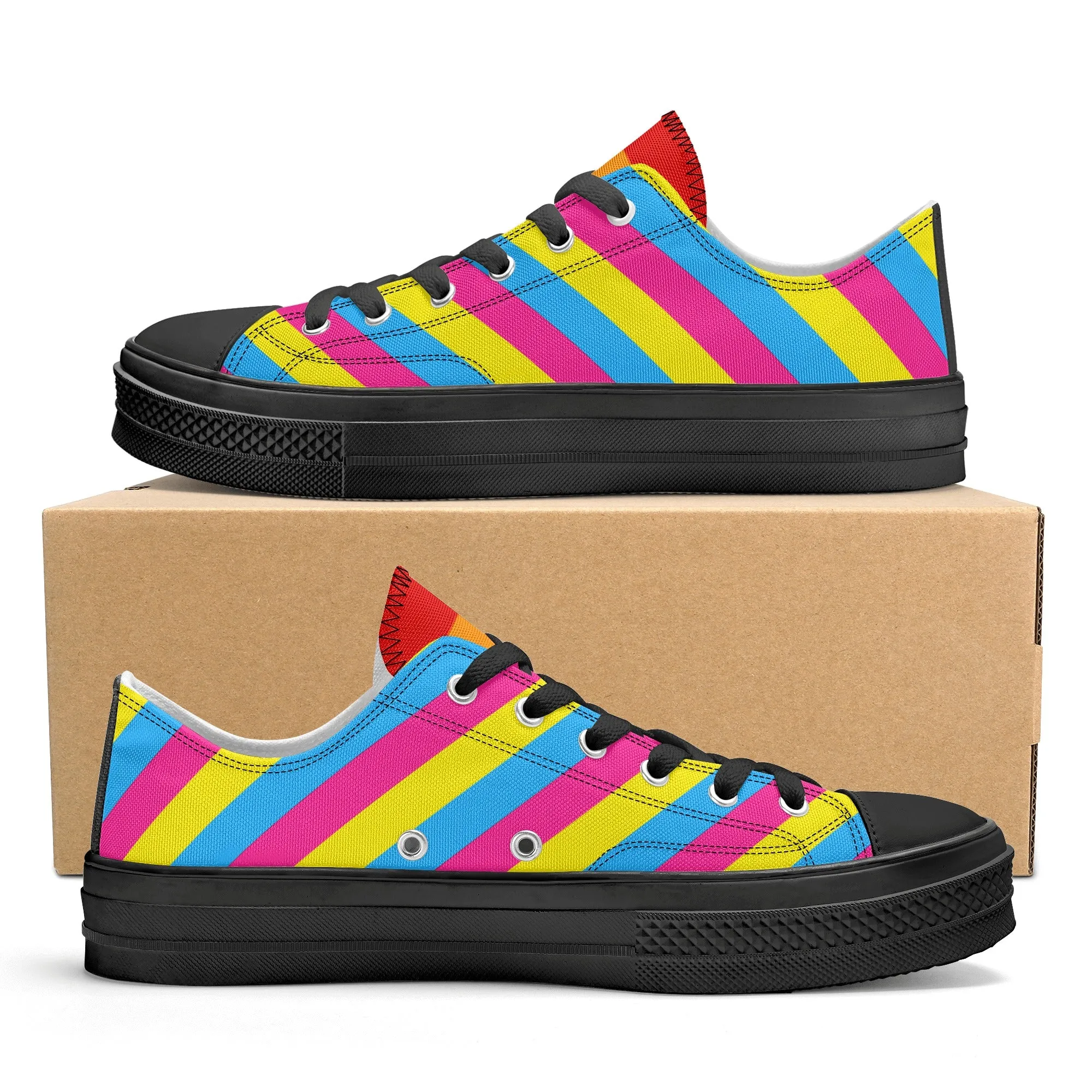 Pansexual Pride Collection - Mens Classic Low Top Canvas Shoes for the LGBTQIA  community