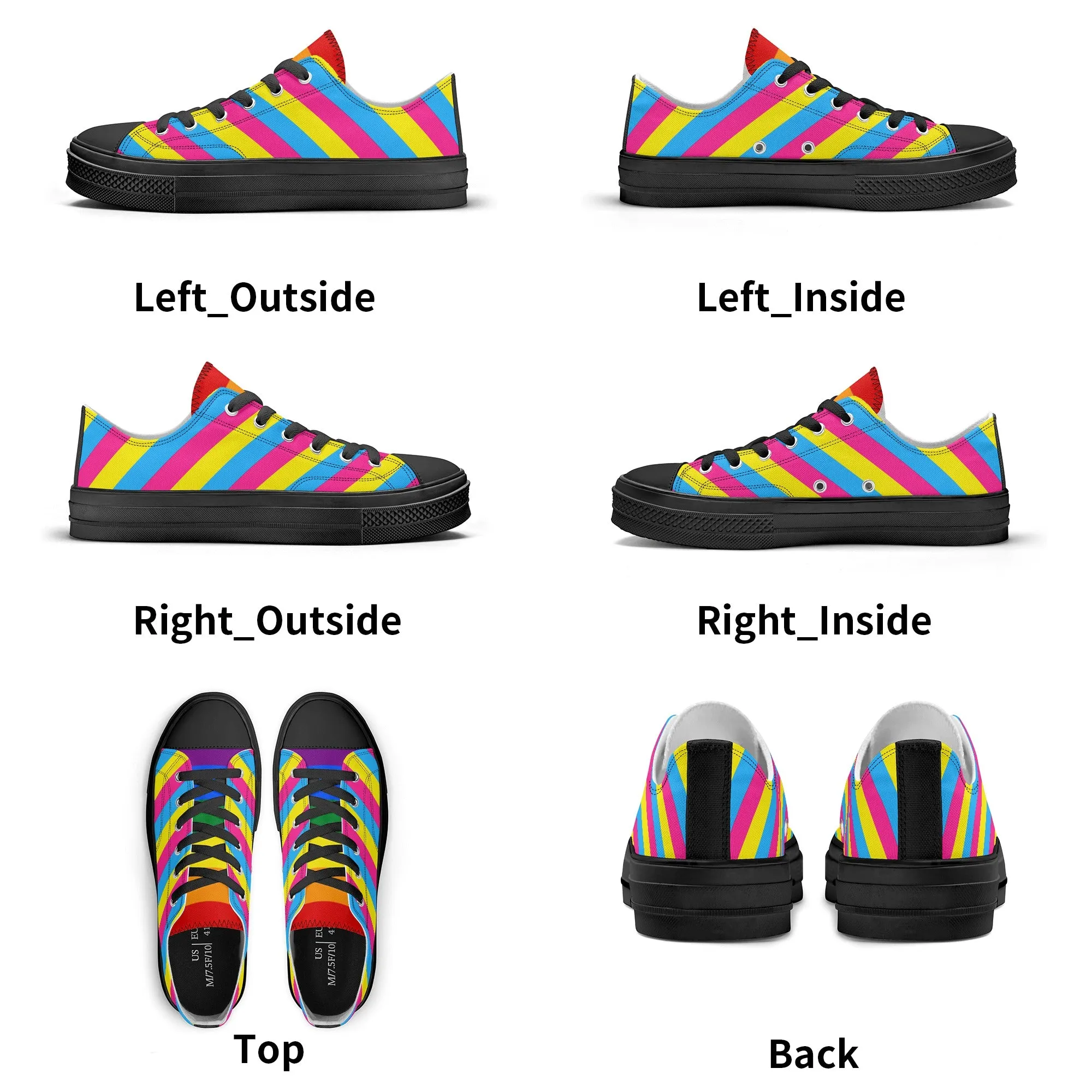 Pansexual Pride Collection - Mens Classic Low Top Canvas Shoes for the LGBTQIA  community