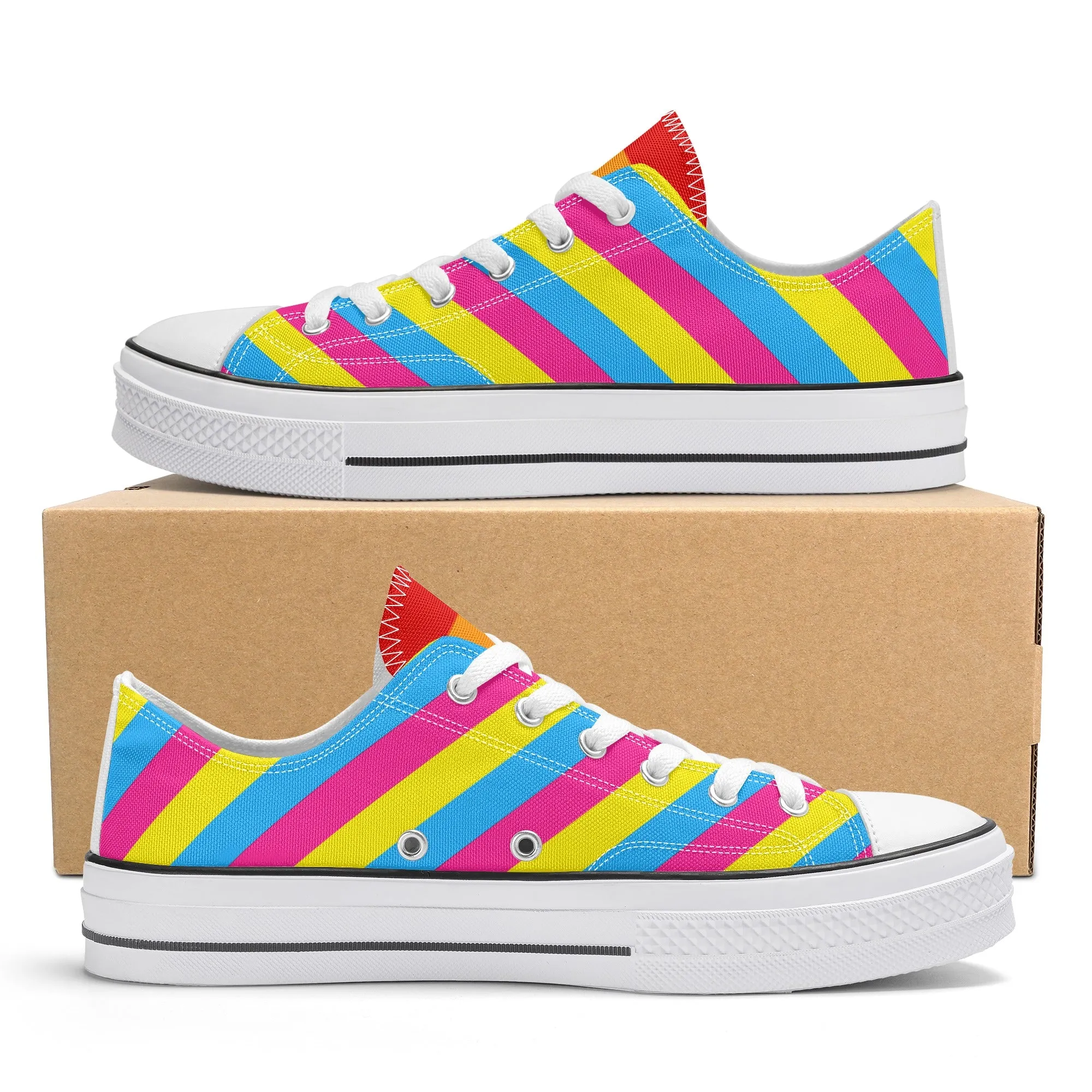 Pansexual Pride Collection - Mens Classic Low Top Canvas Shoes for the LGBTQIA  community