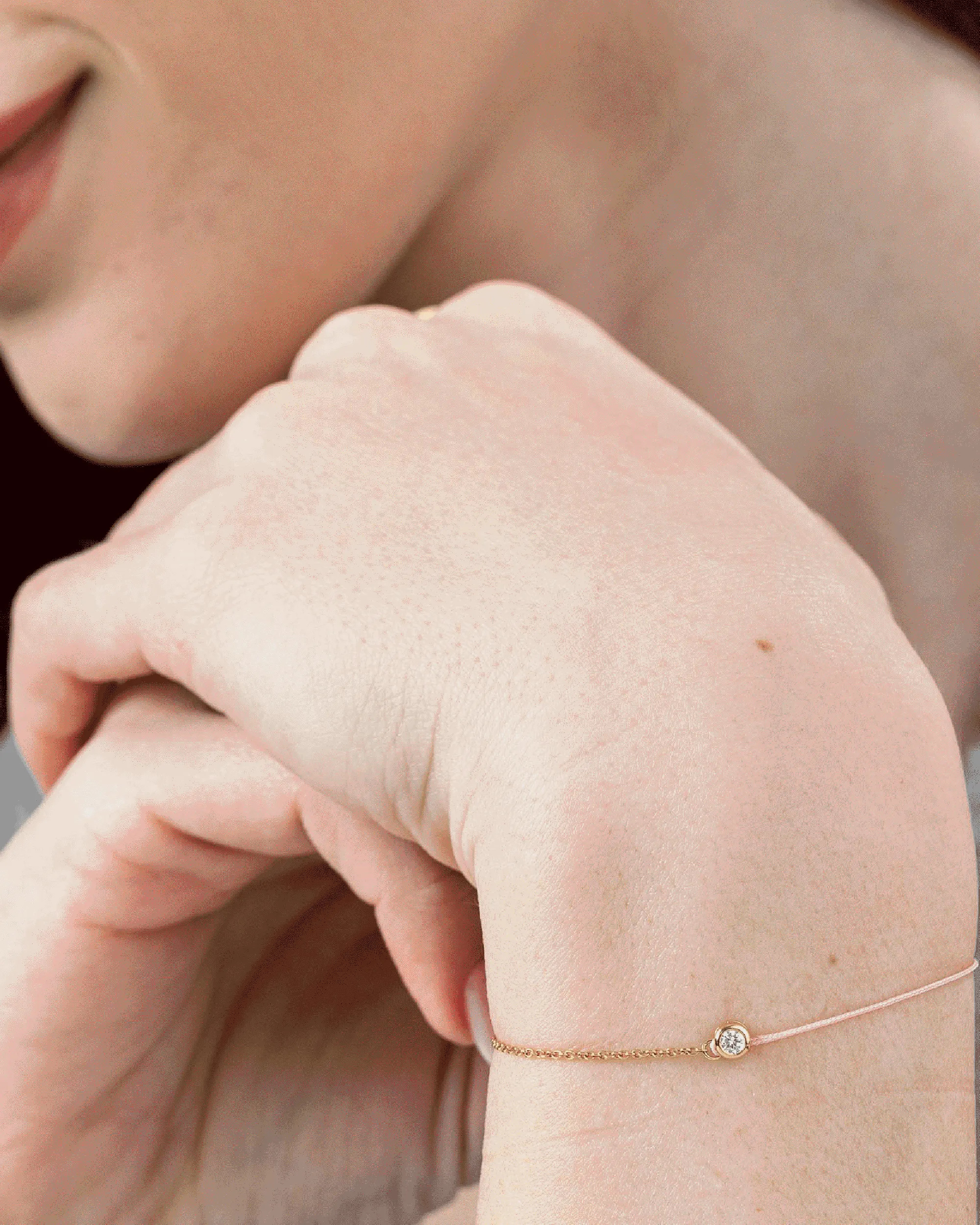 Pink : The Half Chain String of Love - 14K Yellow Gold