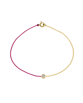 Pink : The Half Chain String of Love - 14K Yellow Gold