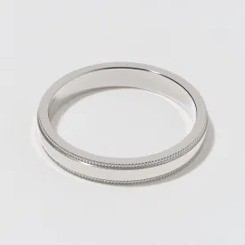 Platinum Flat Milgrain Wedding Band - Polished 3mm
