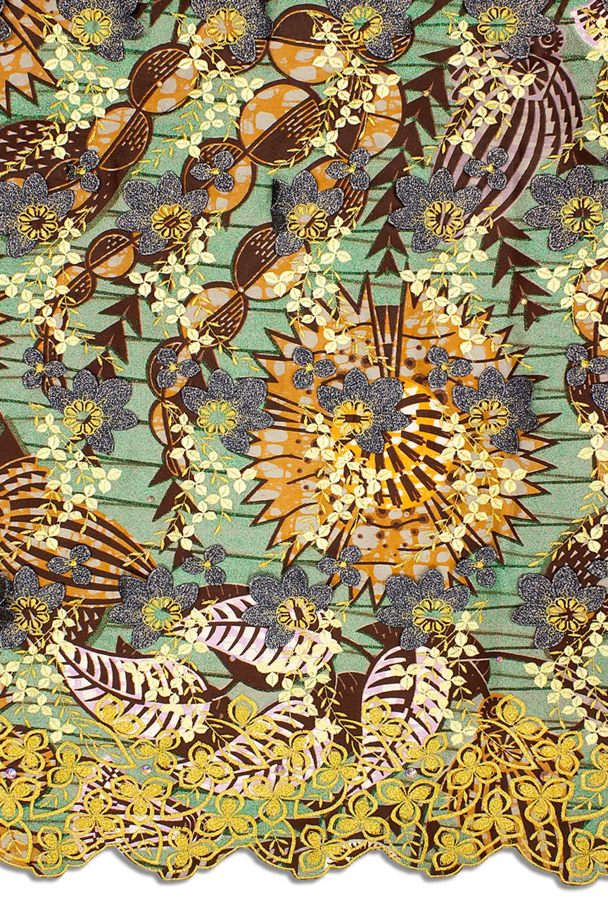 Platinum Vlisco Grand Super with Lace Embroidery - GSWL017