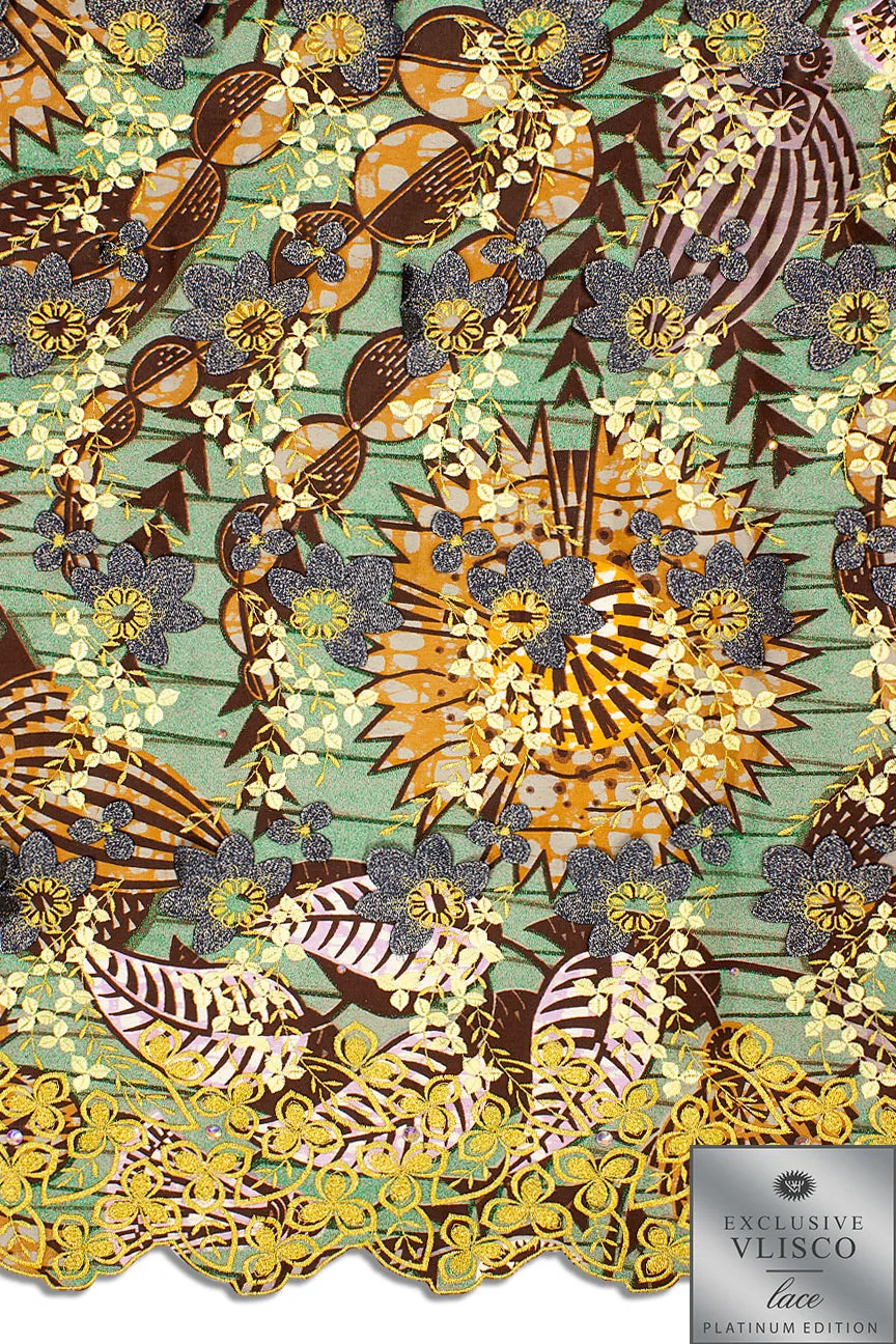 Platinum Vlisco Grand Super with Lace Embroidery - GSWL017