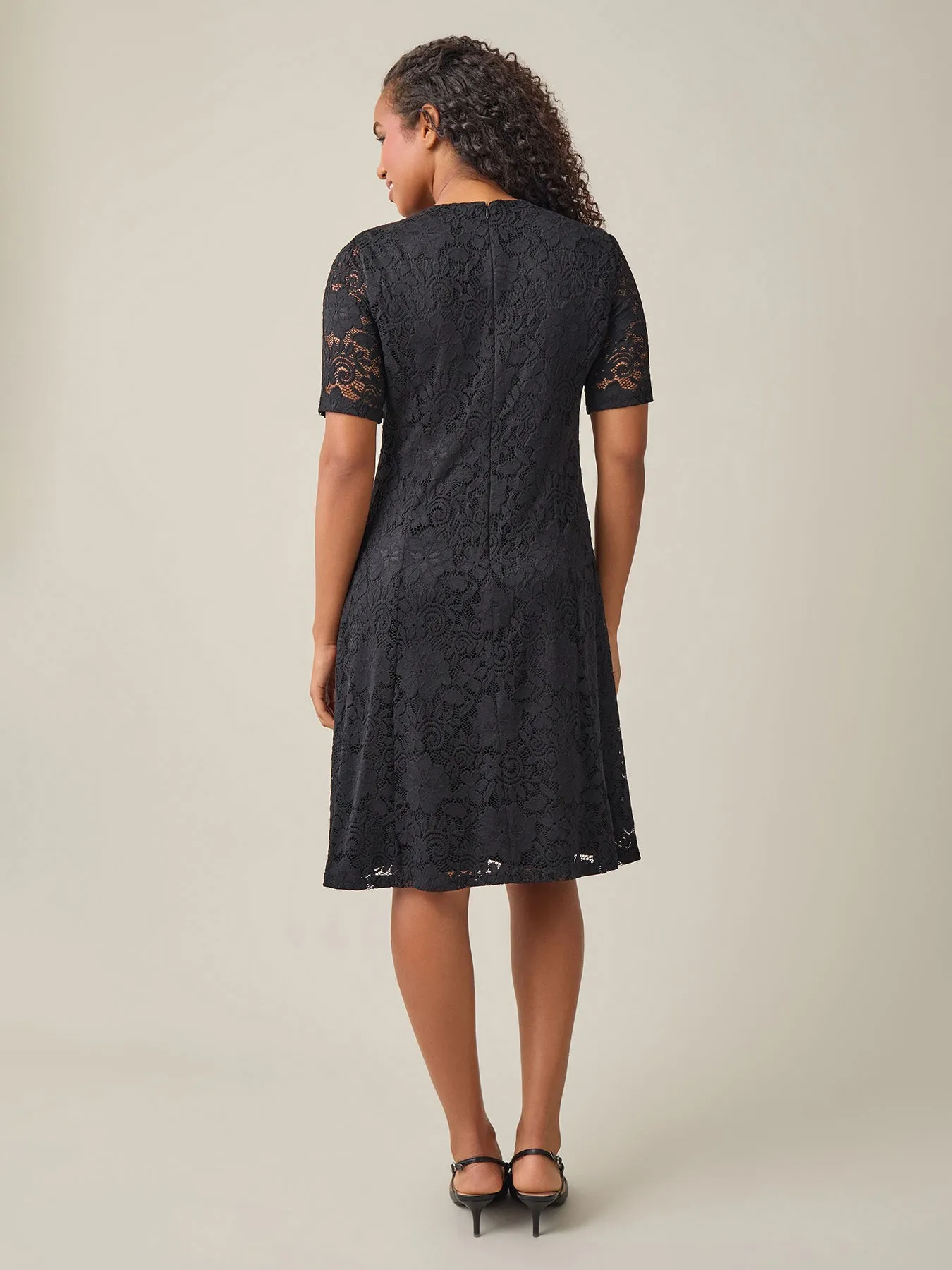 Plus Fit-and-Flare Dress, Black