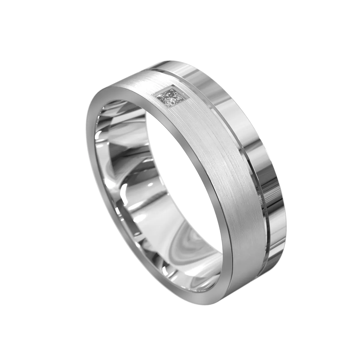 Princess Cut Diamond Matt & Polished Flat Ring