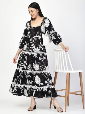 Printed Tiered midi Dress