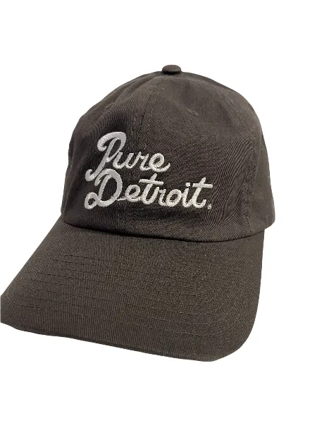 Pure Detroit Script Flexfit Fitted Hat / Gray