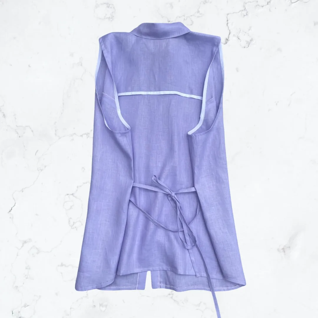 Purple Oversized Linen sleeveless Shirt