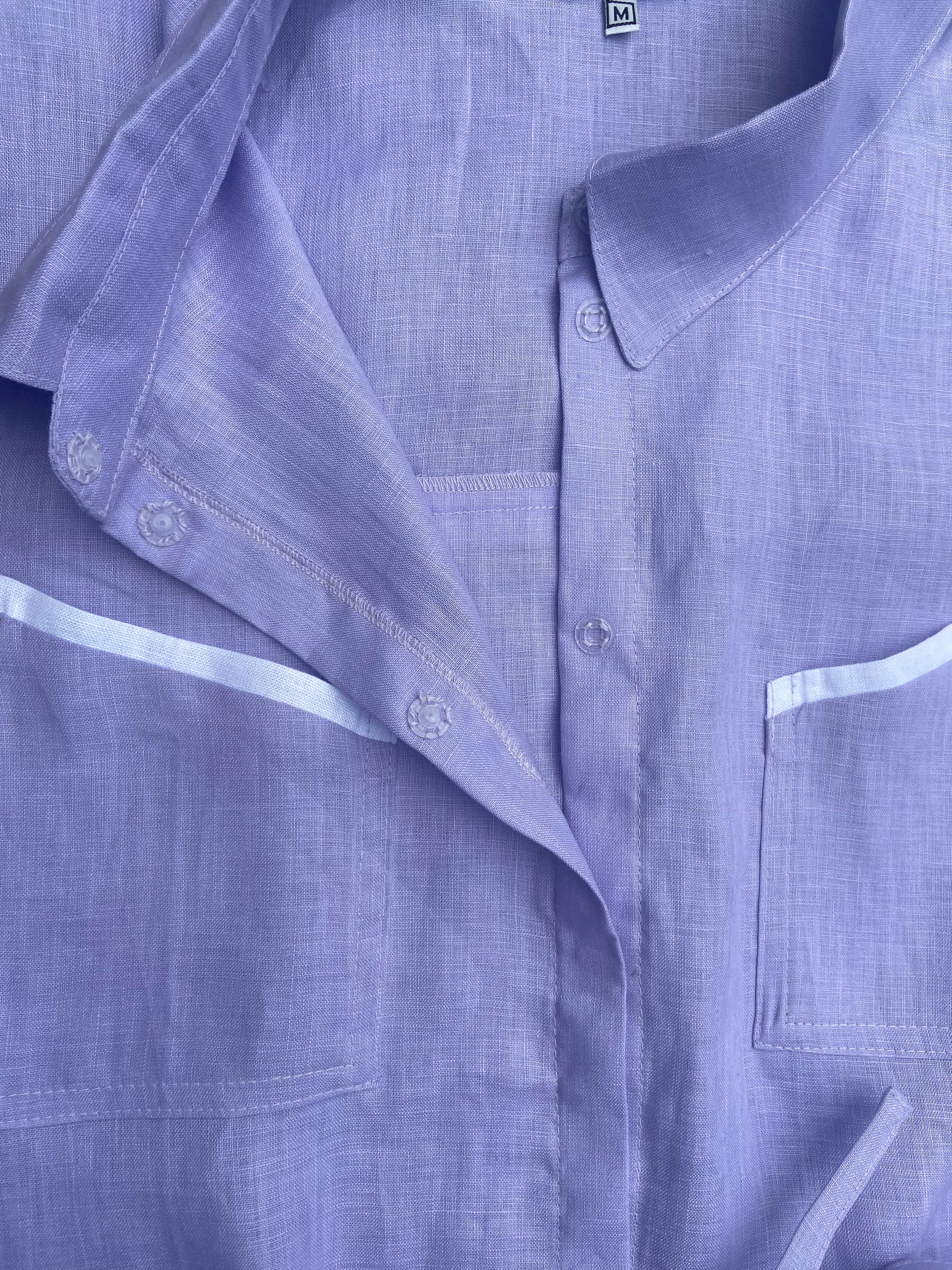Purple Oversized Linen sleeveless Shirt