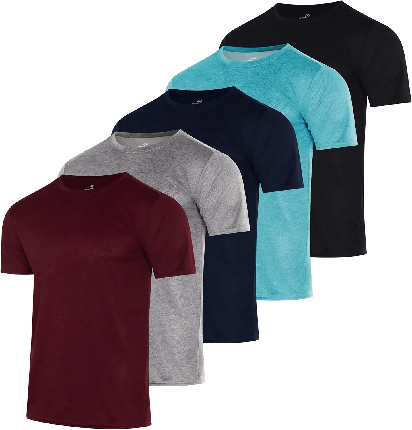 Real Essentials 5 Pack Men??s Active Quick Dry Mesh Crew Neck T Shirts | Athletic Short Sleeve Tee (Available in Big & Tall)