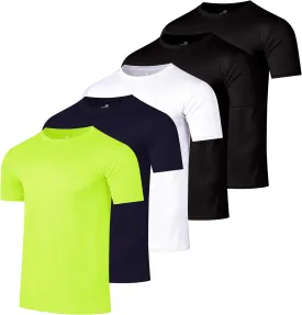 Real Essentials 5 Pack Men??s Active Quick Dry Mesh Crew Neck T Shirts | Athletic Short Sleeve Tee (Available in Big & Tall)