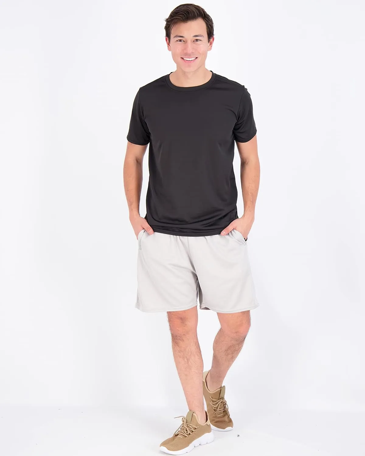 Real Essentials 5 Pack Men??s Active Quick Dry Mesh Crew Neck T Shirts | Athletic Short Sleeve Tee (Available in Big & Tall)